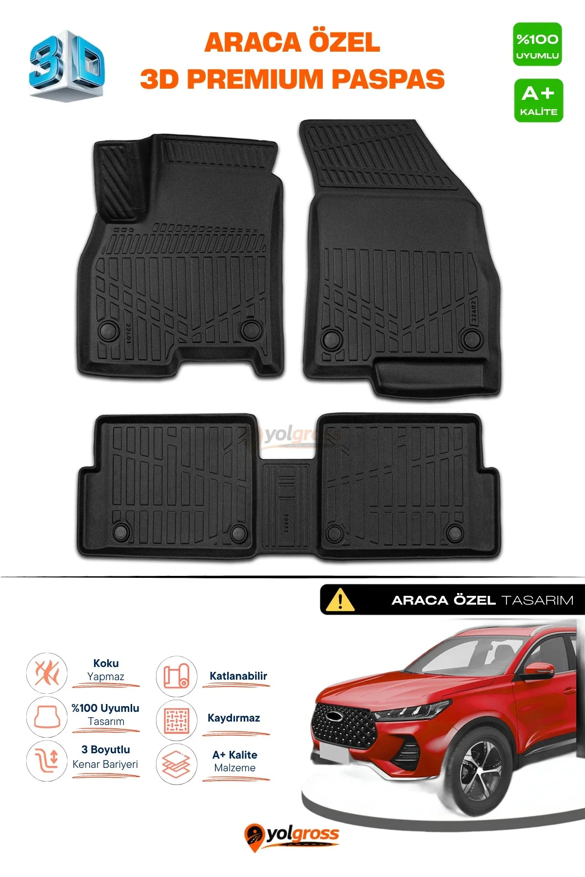 Chery Tiggo 7 Pro 3D Pro Havuzlu Paspas 2022-2025 A+ Kalite