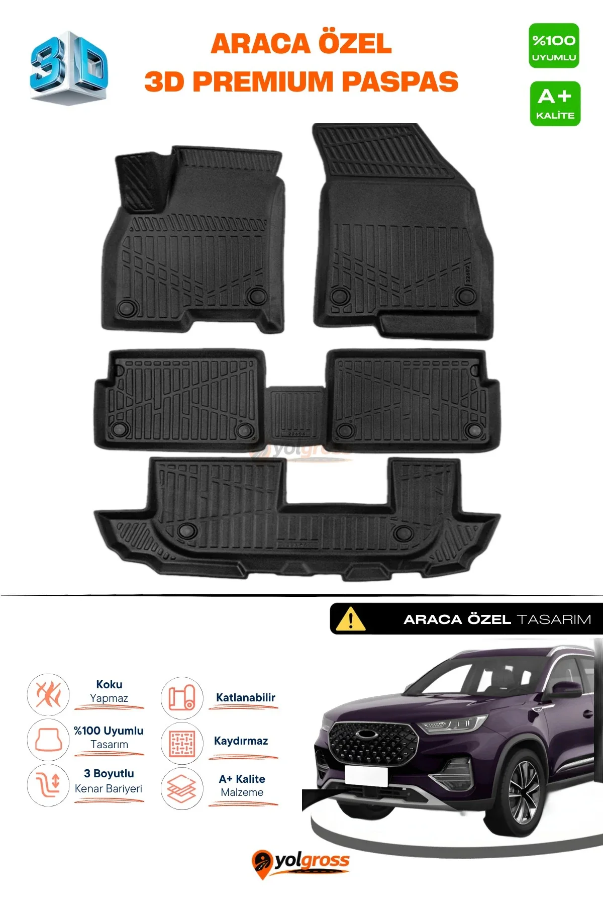 Chery Tiggo 8 7 Koltuk 3D Pro Havuzlu Paspas 2022-2025 A+ Kalite Chery Tiggo 8 7 Koltuk 3D Pro Havuzlu Paspas 2022-2025 A+ Kalite