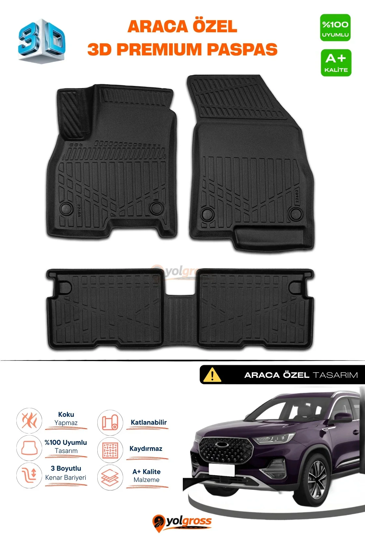Chery Tiggo 8 Pro 3D Pro Havuzlu Paspas 2022-2025 A+ Kalite Chery Tiggo 8 Pro 3D Pro Havuzlu Paspas 2022-2025 A+ Kalite
