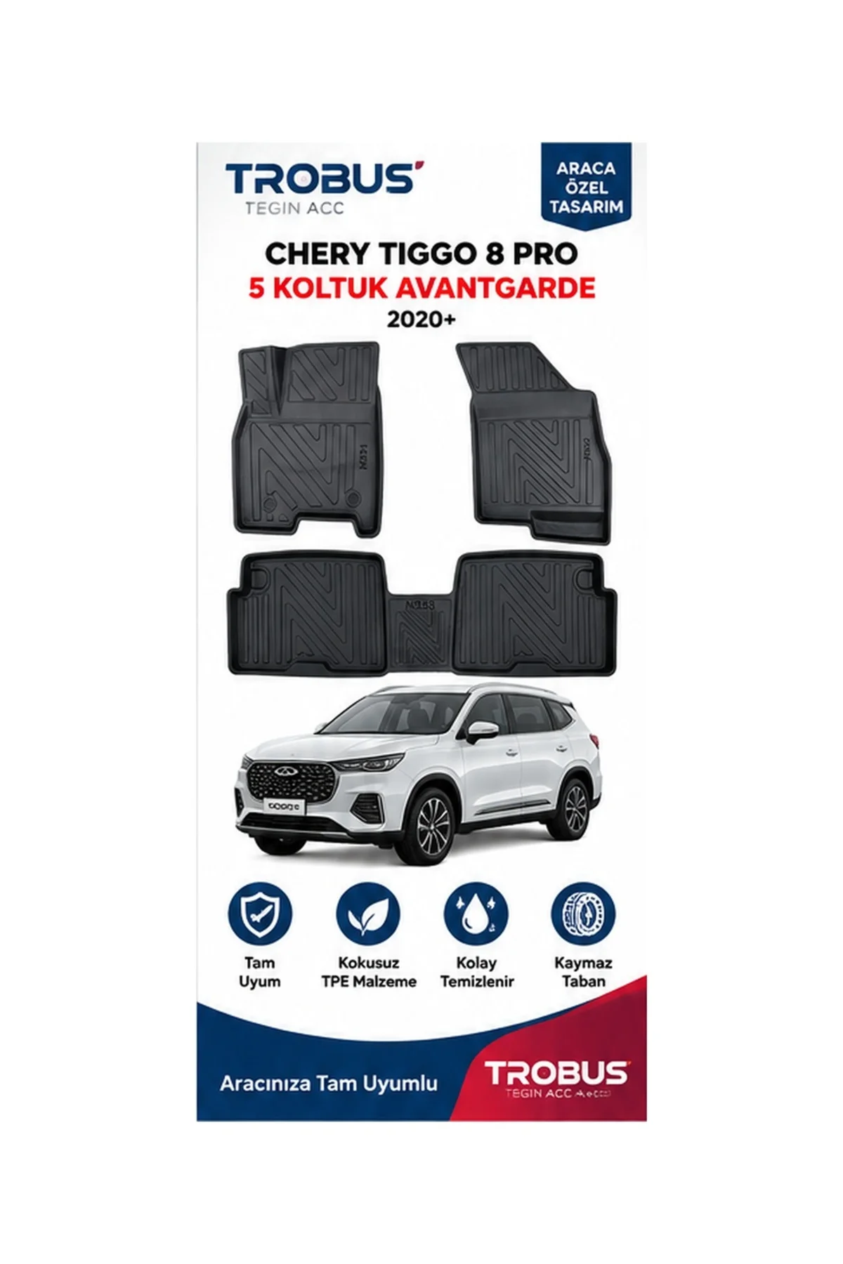 Chery Tiggo 8 Pro 5 Koltuklu Avantgarde 2020 Sonrası Karbon Desenli Premium 3D Havuzlu Oto Paspas Chery Tiggo 8 Pro 5 Koltuklu Avantgarde 2020 Sonrası Karbon Desenli Premium 3D Havuzlu Oto Paspas