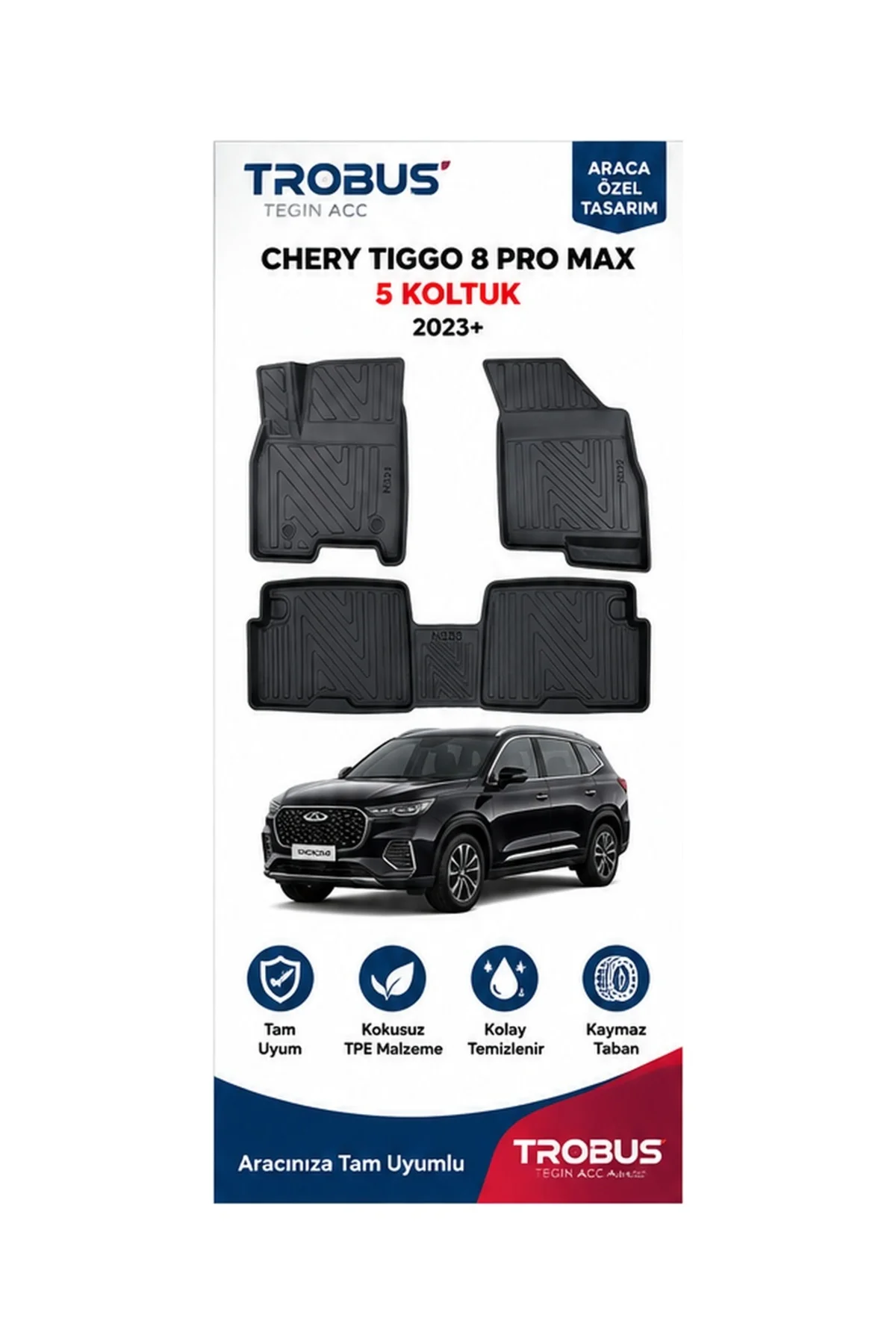 Chery Tiggo 8 Pro Max 5 Koltuklu 2023 Sonrası Karbon Desenli Premium 3D Havuzlu Oto Paspas Chery Tiggo 8 Pro Max 5 Koltuklu 2023 Sonrası Karbon Desenli Premium 3D Havuzlu Oto Paspas