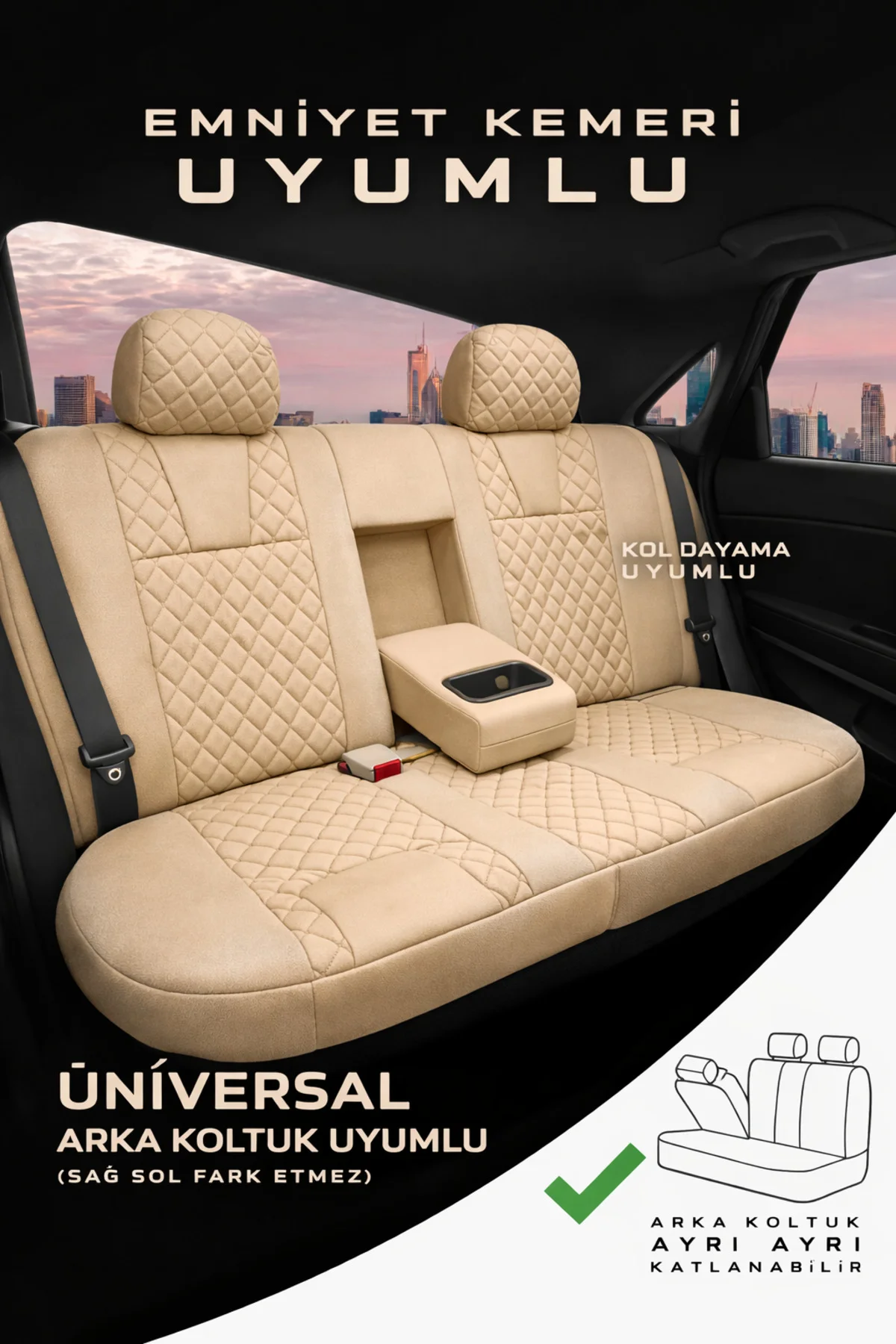 Chevrolet Aveo 2002 ve Sonrası Uyumlu Monaco Serisi Bej Koltuk Kılıfı