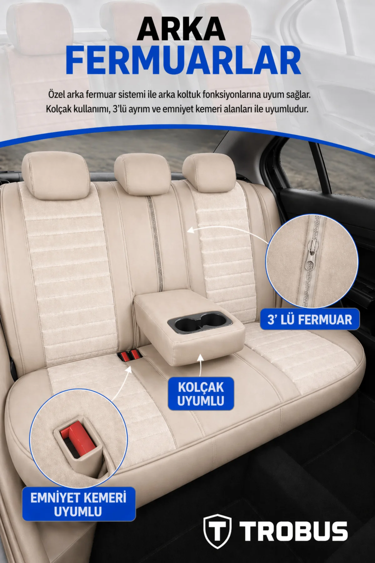 Chevrolet Aveo 2002 ve Sonrası Tay Tüyü Deri Detay Koltuk Kılıfı Prestige Line Krem