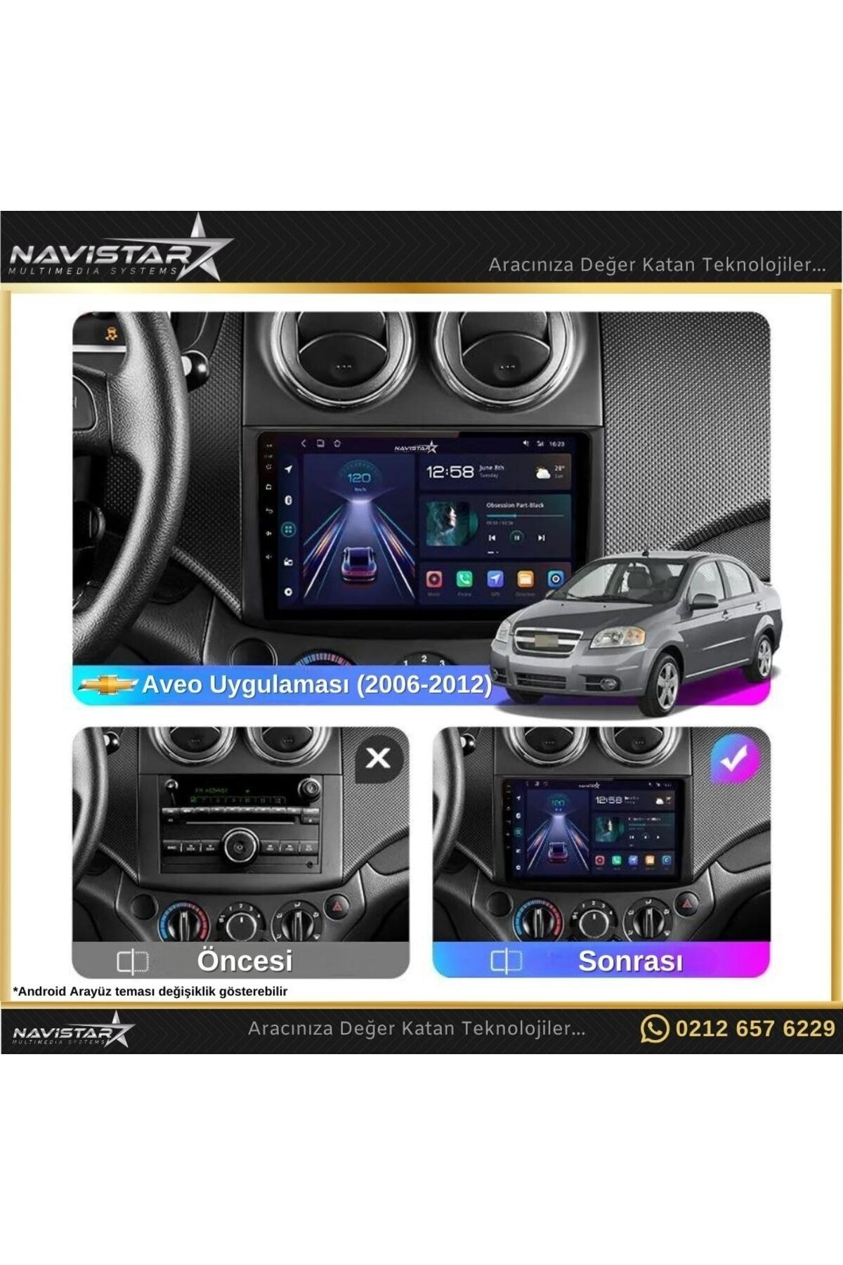 Chevrolet Aveo 2006 - 2012 Model 2GB + 32GB Android 13 Kablosuz C
