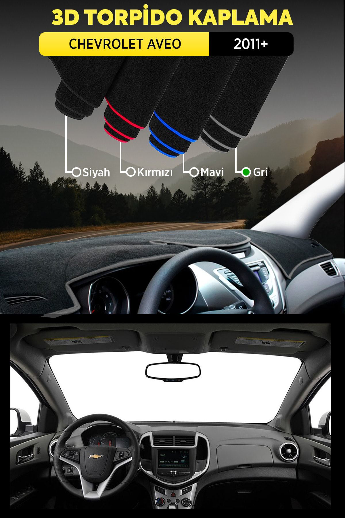 Chevrolet Aveo (2011+) 3d Torpido Koruma Kılıfı - Ön Göğüs Kaplam