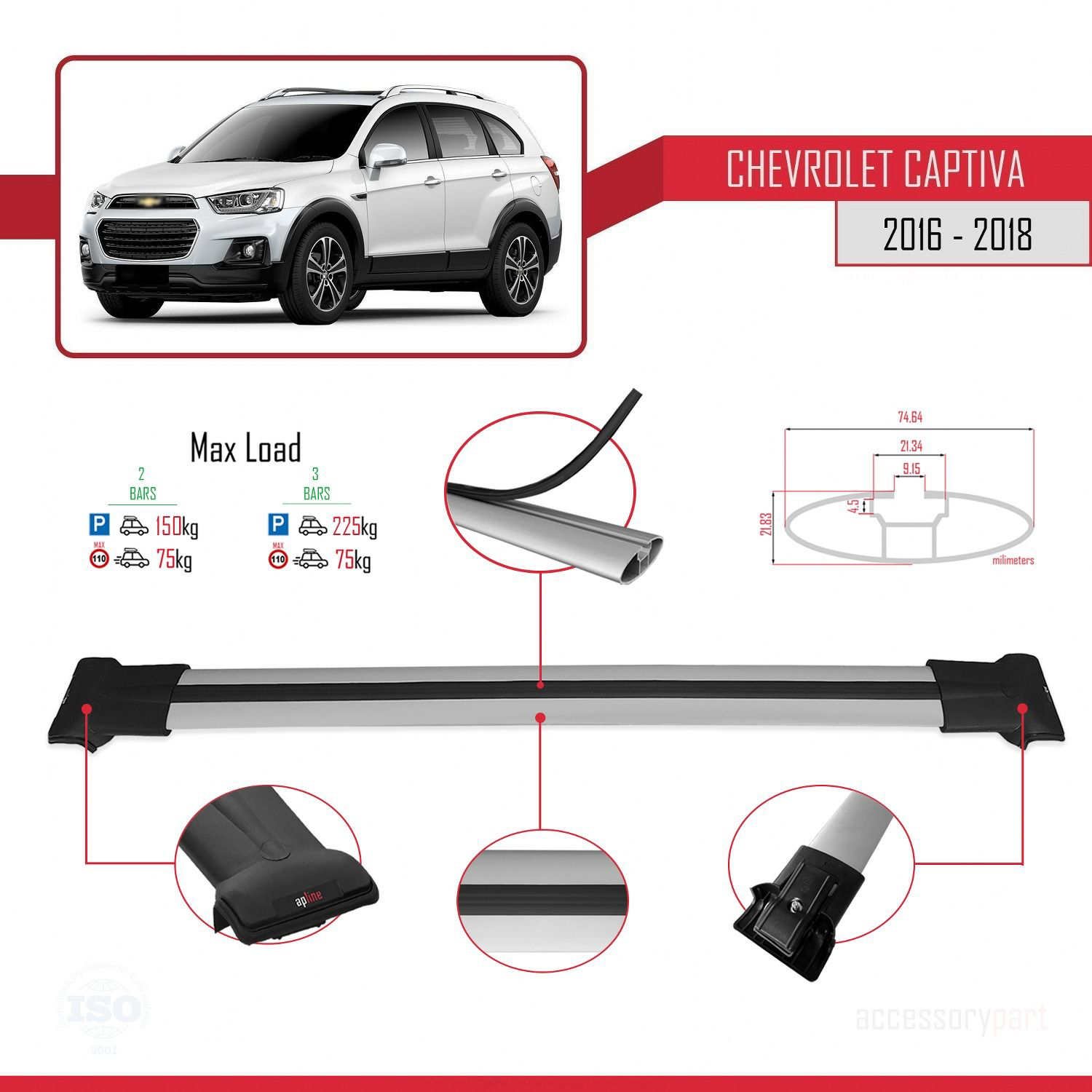 Chevrolet Captiva 2016-2018 Arası ile uyumlu FLY Model Ara Atkı T