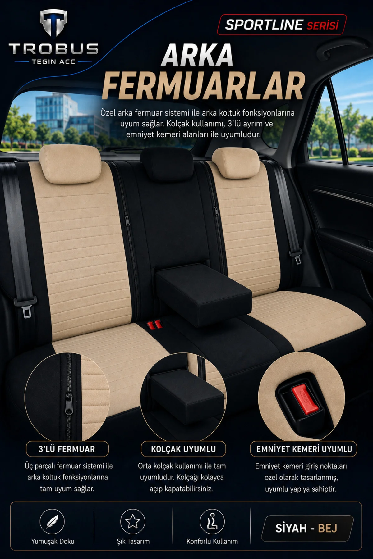 Chevrolet Captiva 2011-2014 Uyumlu Sportline Serisi Bej Siyah Ortopedik Tay Tüyü Koltuk Kılıfı Fiyatı, Yorumları ve Özellikleri