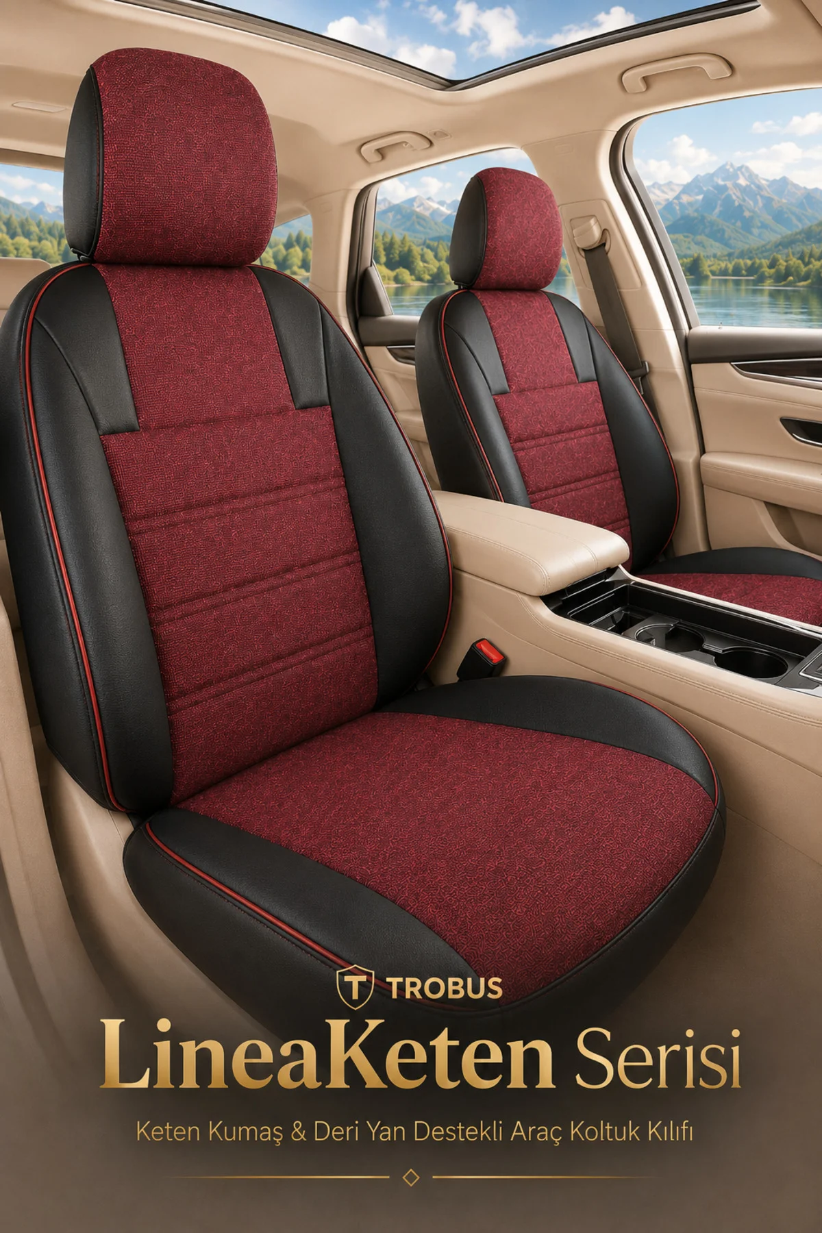 Chevrolet Captiva 2011-2014 Uyumlu LineaKeten Serisi Ortopedik Bordo Kırmızı Koltuk Kılıfı