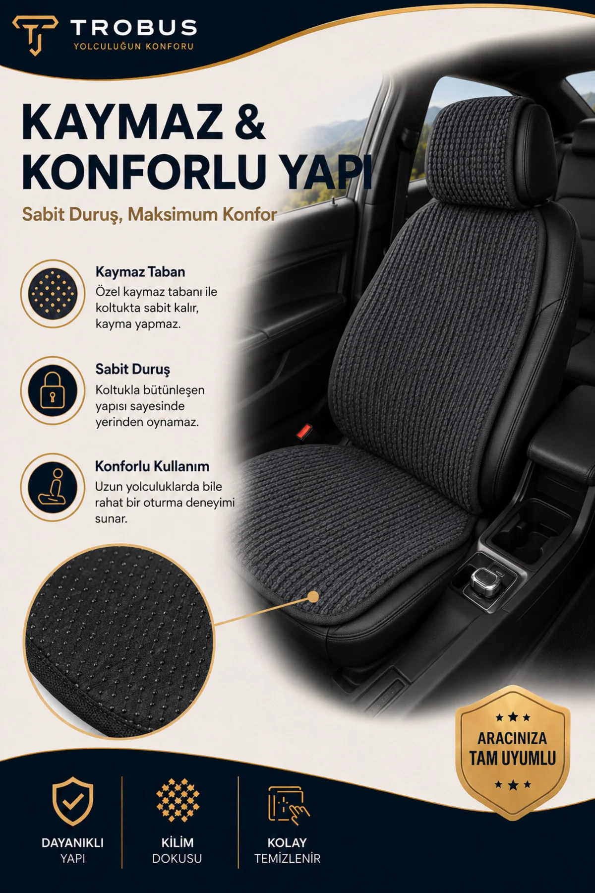 Chevrolet CAPTIVA 2011-2014 Uyumlu Örme 3 Parça Oto Koltuk Minderi Terletmez Kaymaz Taban Füme Fiyatı, Yorumları ve Özellikleri