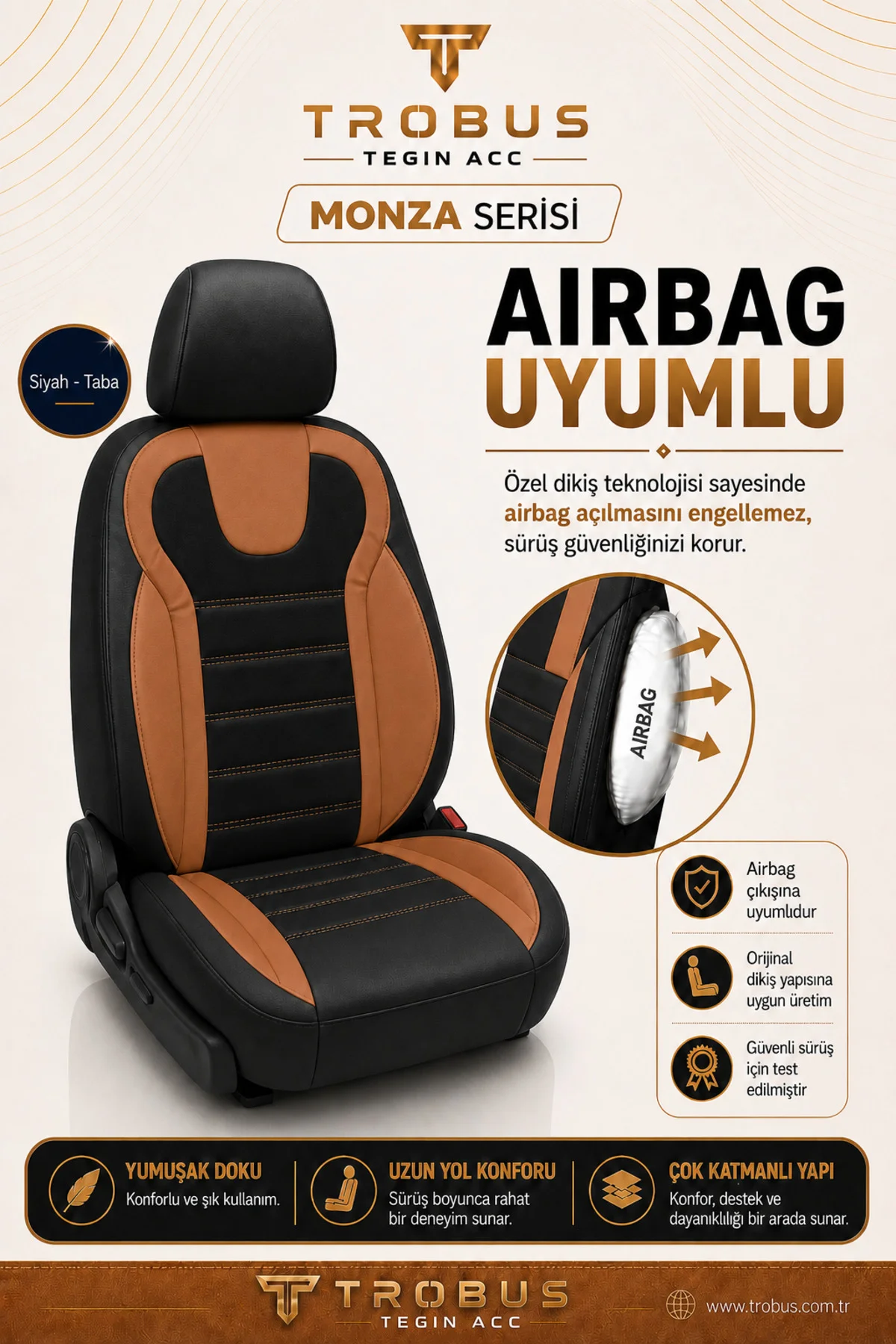 Chevrolet Captiva 2011-2014 Uyumlu Monza Serisi Tay Tüyü Oto Koltuk Kılıfı Siyah Taba Chevrolet Captiva 2011-2014 Uyumlu Monza Serisi Tay Tüyü Oto Koltuk Kılıfı Siyah Taba