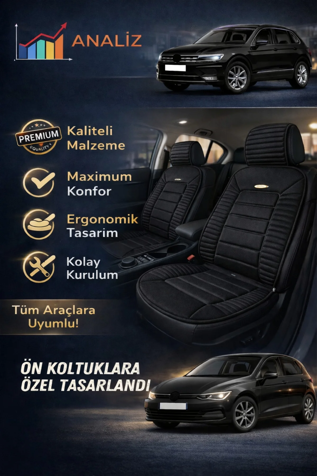 Chevrolet CAPTIVA 2011-2014 Uyumlu Vento 2 Parça Ön Oto Koltuk Minderi Terletmez Kaymaz Taban Siyah Fiyatı, Yorumları ve Özellikleri