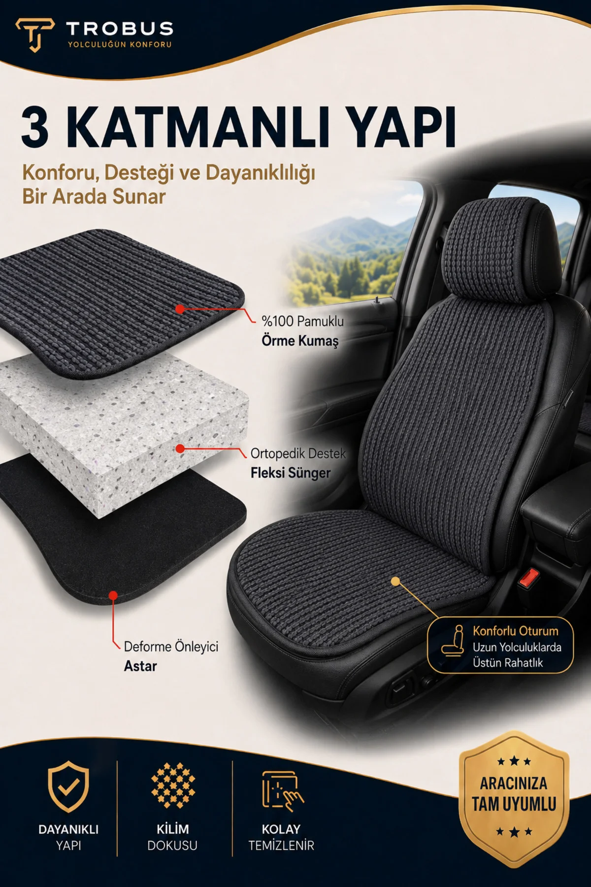 Chevrolet CAPTIVA 2011-2014 Uyumlu Örme 3 Parça Oto Koltuk Minderi Terletmez Kaymaz Taban Füme Fiyatı, Yorumları ve Özellikleri