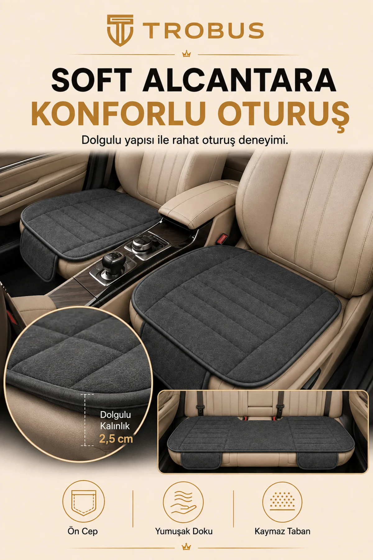 Chevrolet Cruze 2009-2014 Soft Alkantara Baby Face 3'lü Oturak Minder Antrasit Fiyatı, Yorumları ve Özellikleri