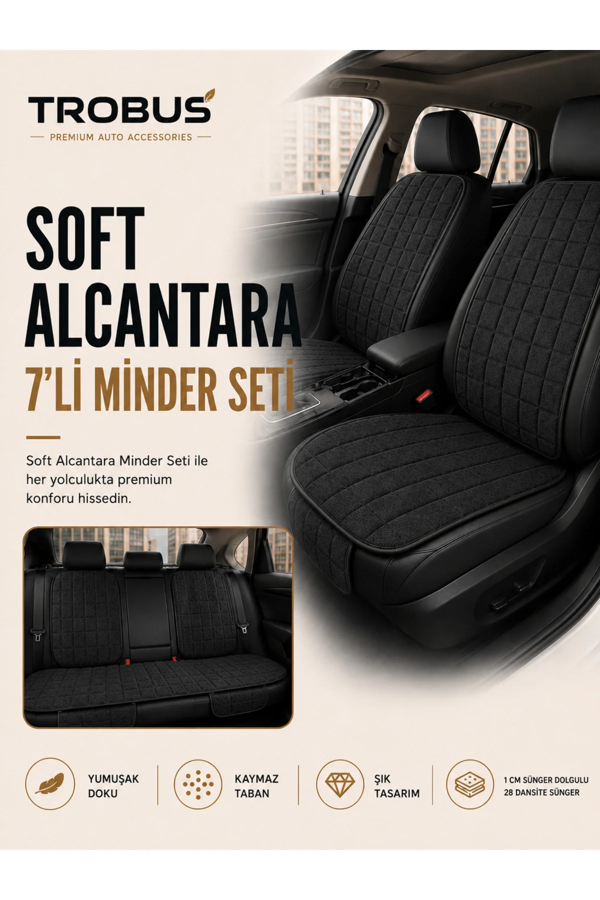 Chevrolet Cruze 2009 ve Sonrası Uyumlu Soft Alkantra 7 Parça Süet Oto Koltuk Minderi Terletmez Siyah Fiyatı, Yorumları ve Özellikleri