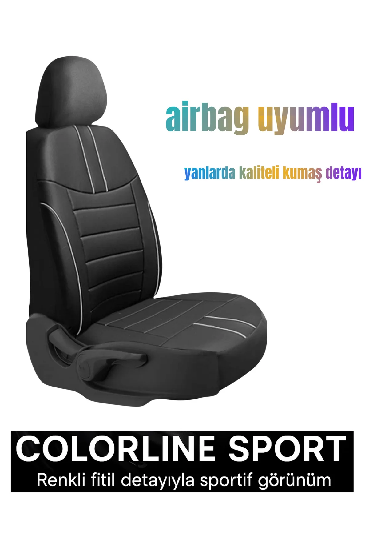 Chevrolet Cruze 2009 ve Sonrası Uyumlu Colorline Sport Deri Siyah - Mavi Koltuk Kılıfı