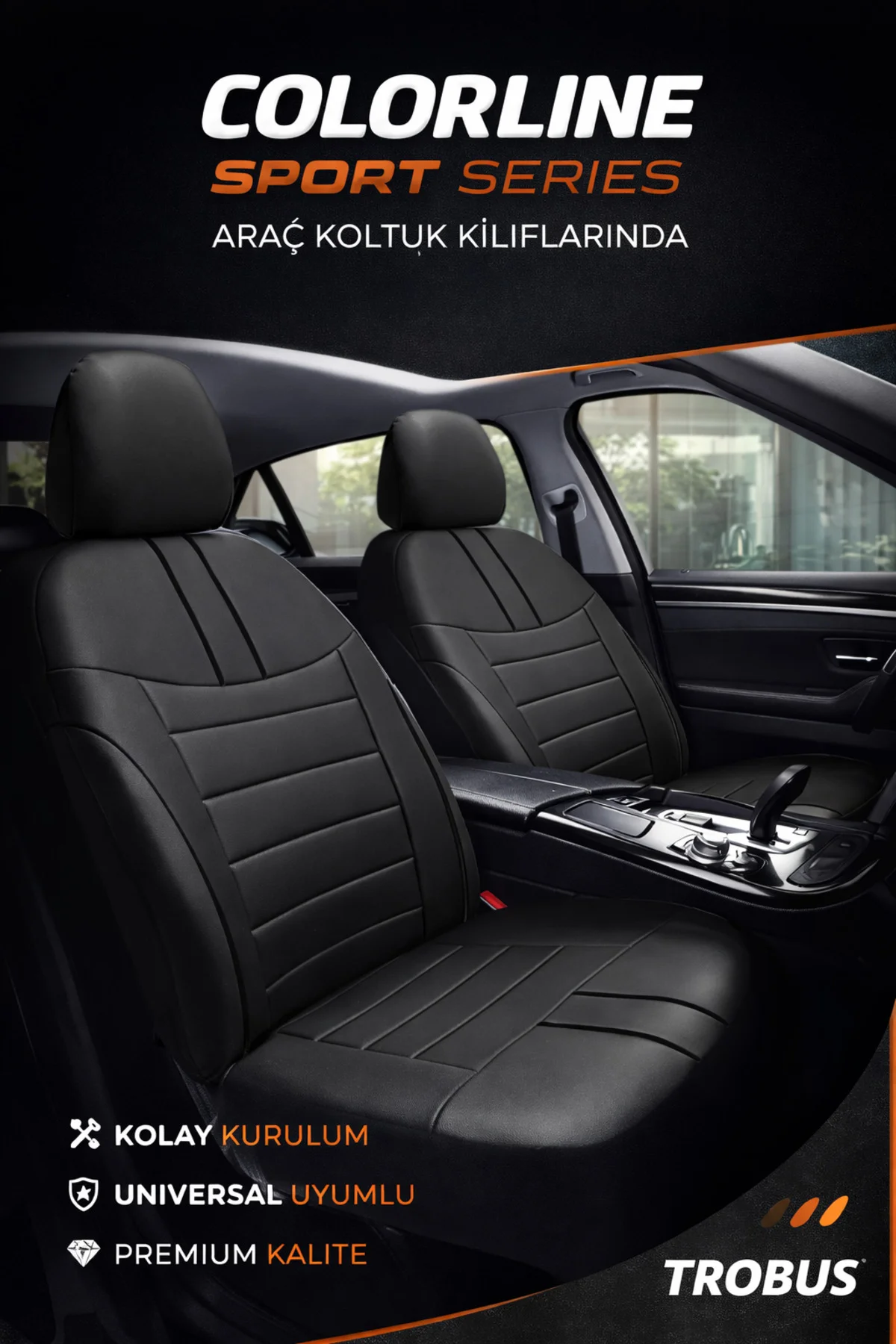 Chevrolet Cruze 2009 ve Sonrası Uyumlu Colorline Sport Deri Siyah - Mavi Koltuk Kılıfı