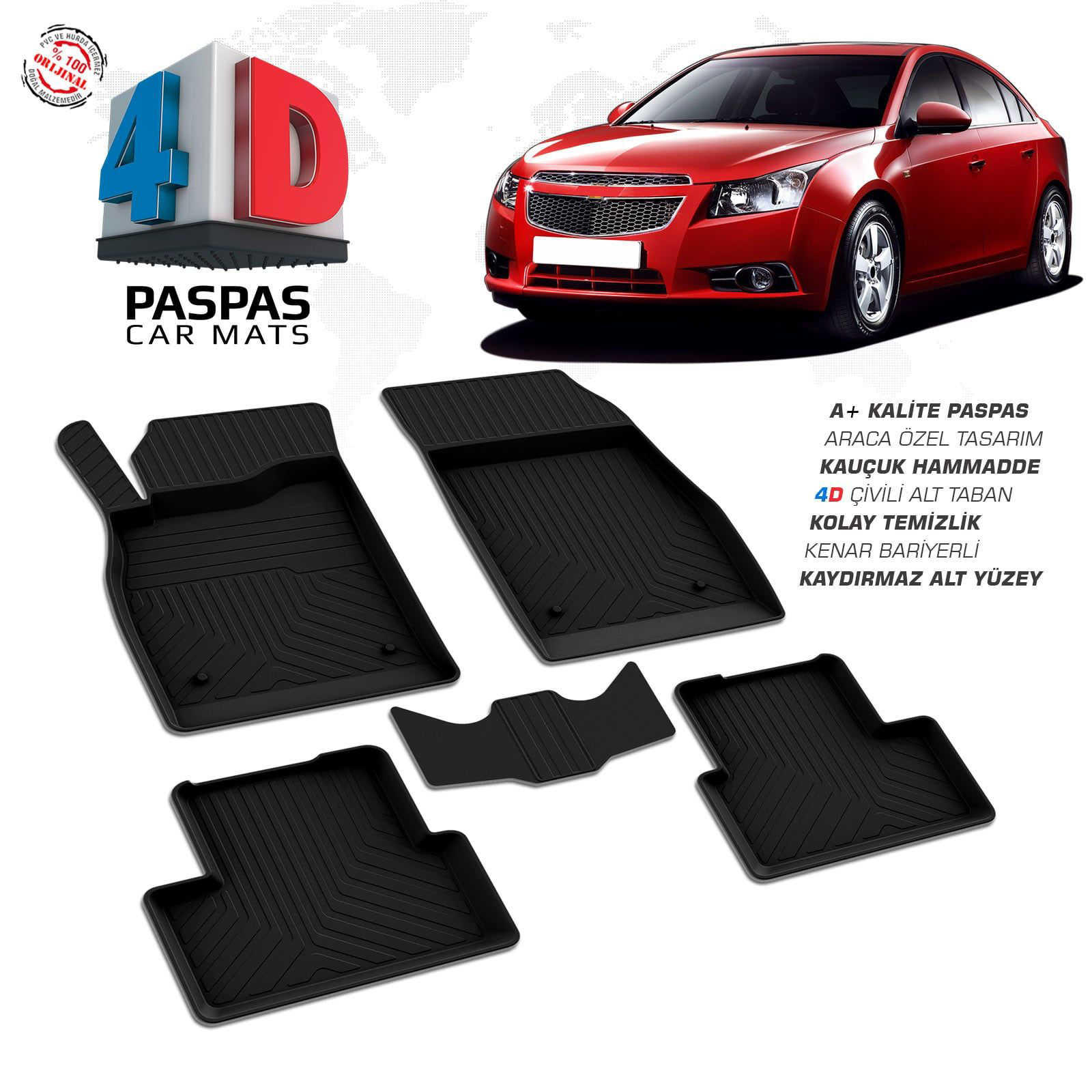 Chevrolet Cruze 4D Araca Özel Havuzlu Kauçuk Paspas 2009 ve Üzeri Fiyatı, Yorumları ve Özellikleri