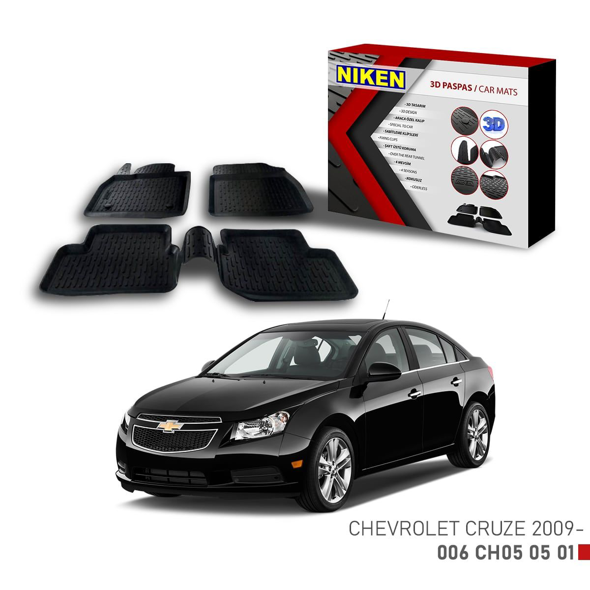 Chevrolet Cruze -2009 için Uyumlu 3D Paspas Fiyatı, Yorumları ve Özellikleri