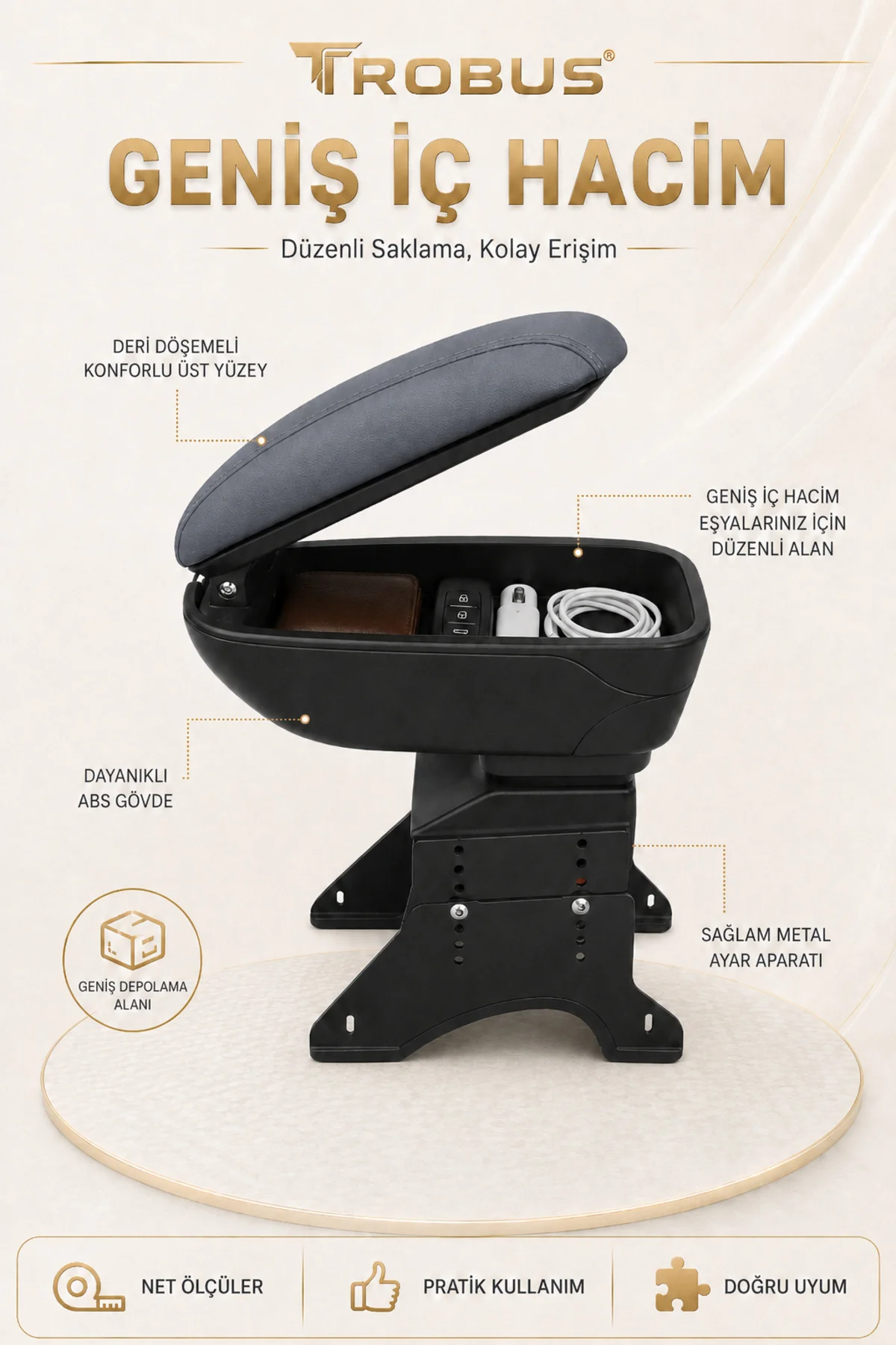 Chevrolet Lacetti 2004-2011 Uyumlu Füme Ayaklı Sürgülü Kolçak Ayarlanabilir Yükseklikli Fiyatı, Yorumları ve Özellikleri