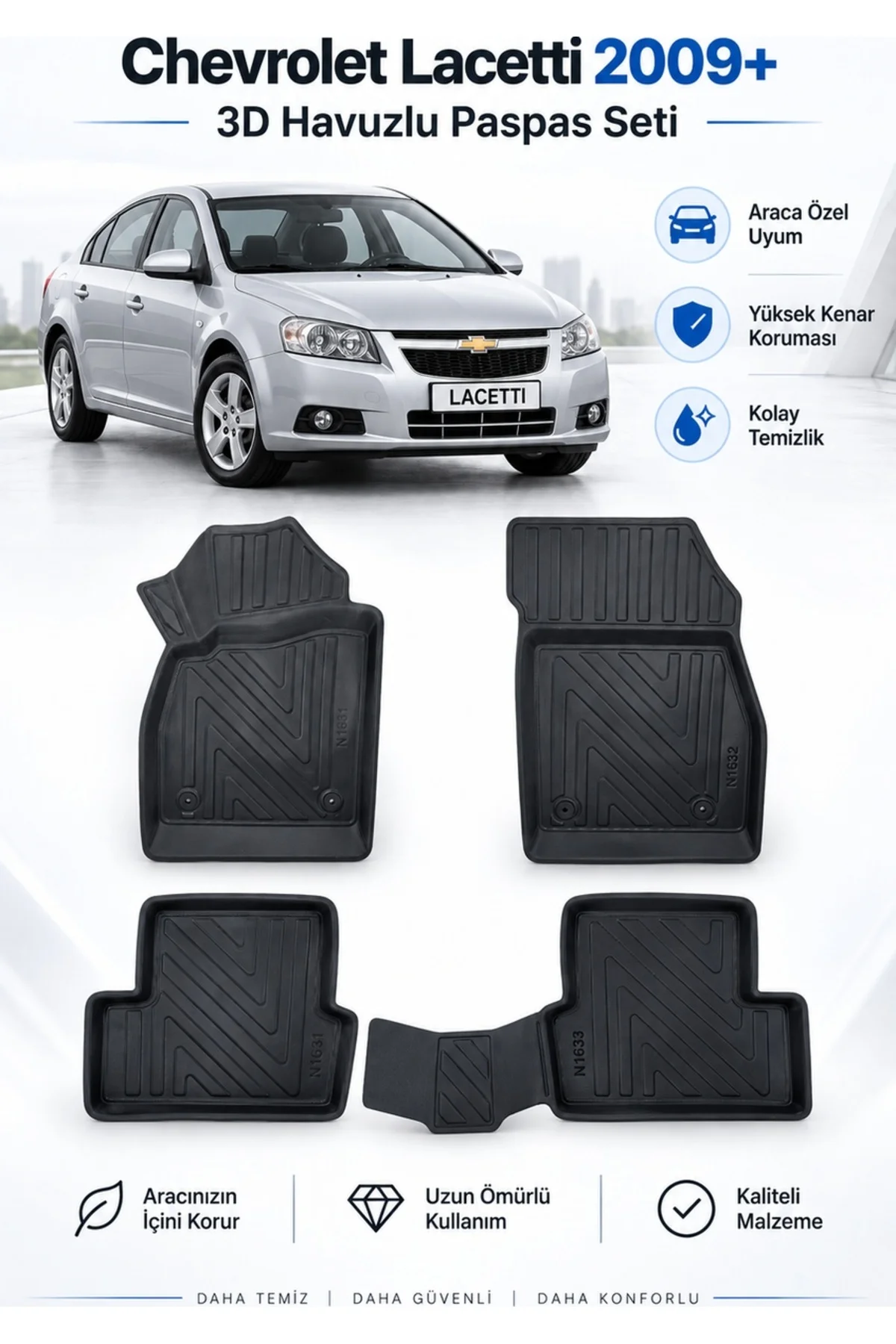 Chevrolet Lacetti 2009 Sonrası Karbon Desenli Premium 3D Havuzlu Oto Paspas Chevrolet Lacetti 2009 Sonrası Karbon Desenli Premium 3D Havuzlu Oto Paspas