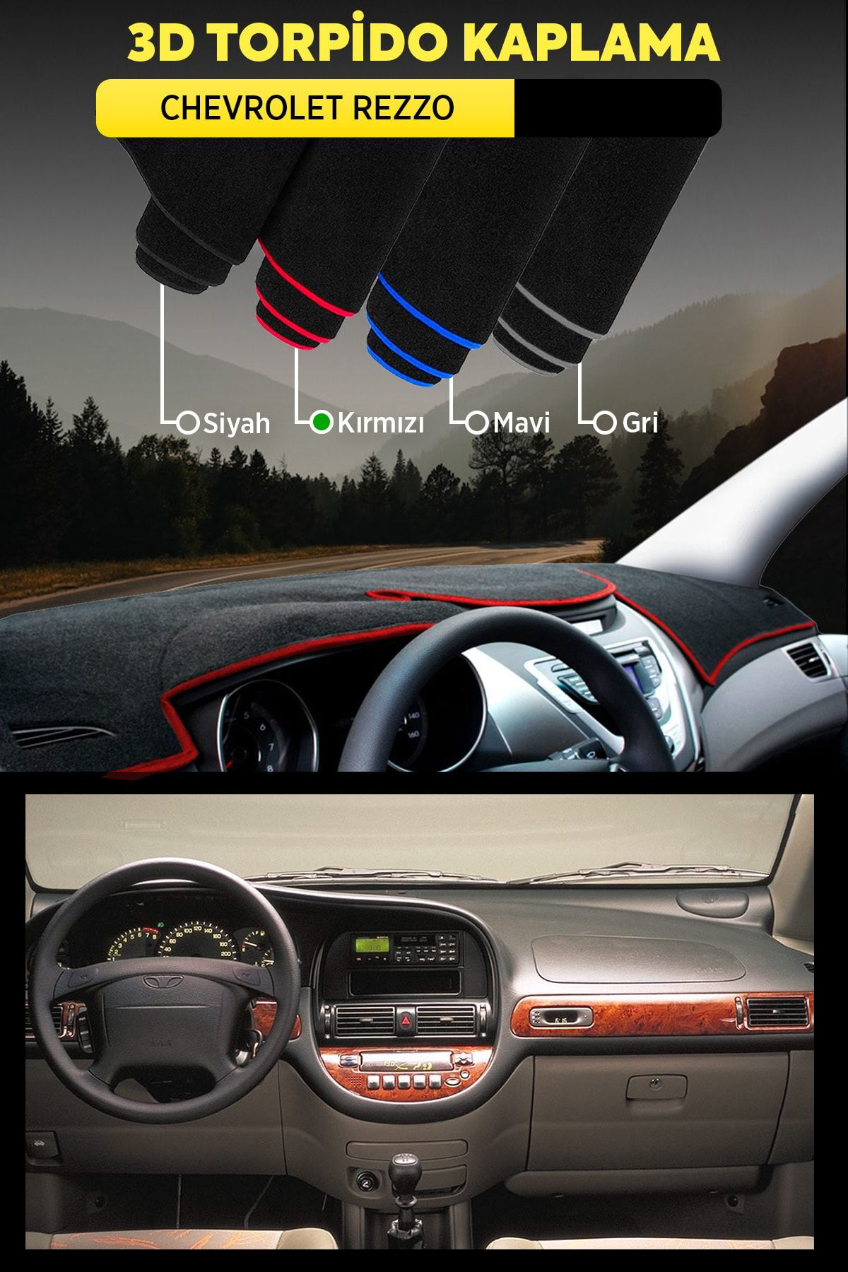 Chevrolet Rezzo 3d Torpido Koruma Kılıfı - Ön Göğüs Kaplama - Kır