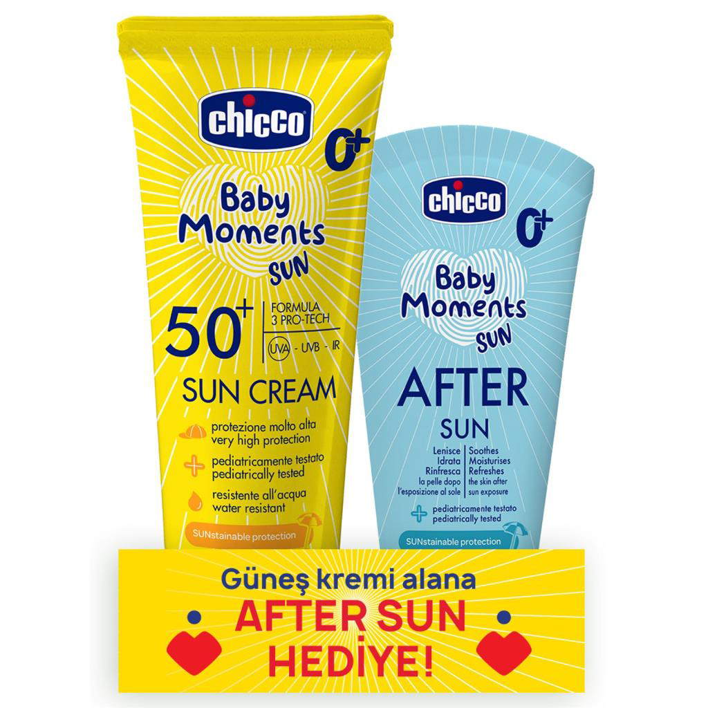 Chicco Baby Moments Sun Güneş Sprey Spf 50+ 150 ml + After Sun He Chicco Baby Moments Sun Güneş Sprey Spf 50+ 150 ml + After Sun He