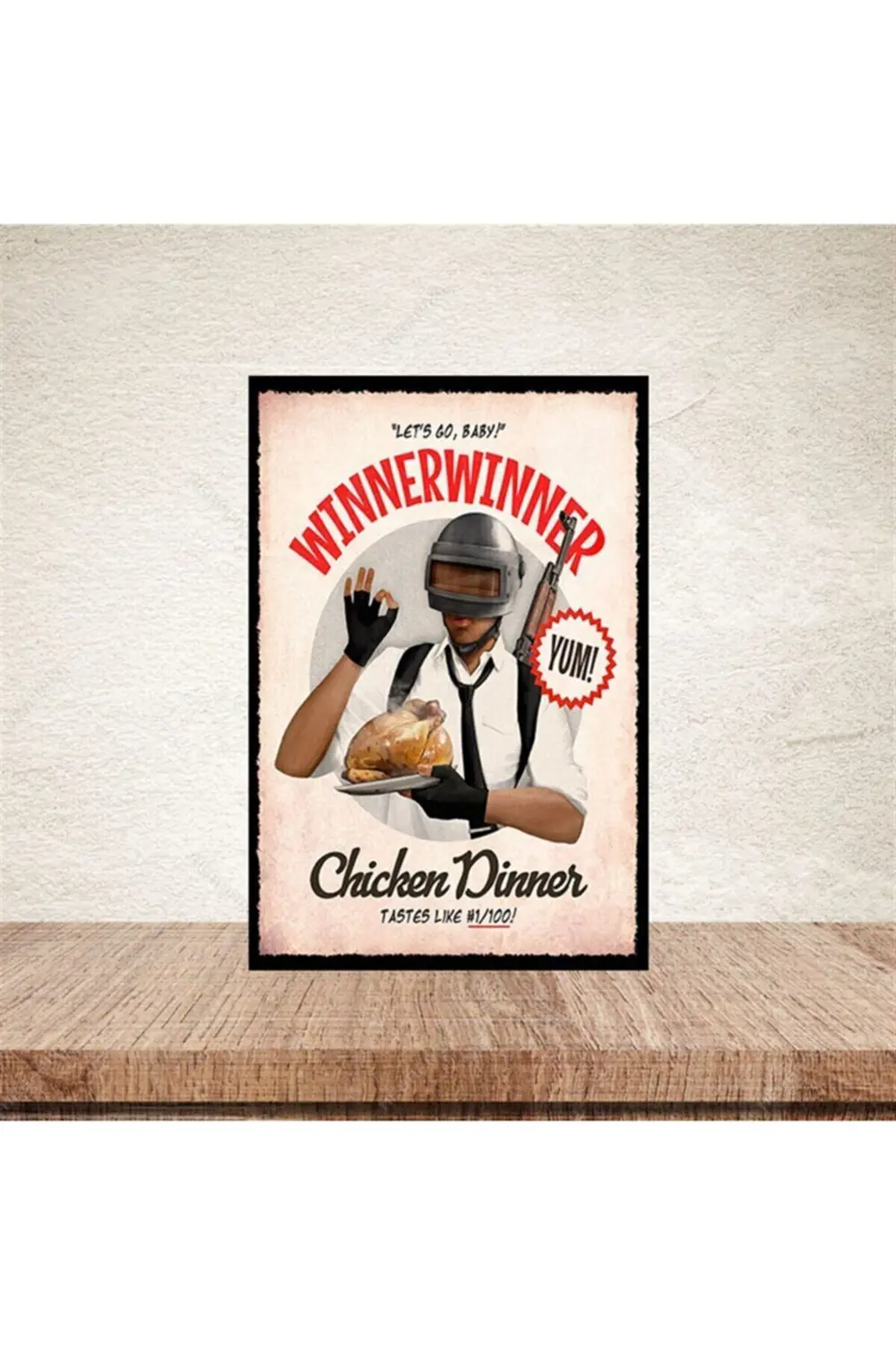 Chicken Dinner Pubg 20-30 Cm Retro Ahşap Poster