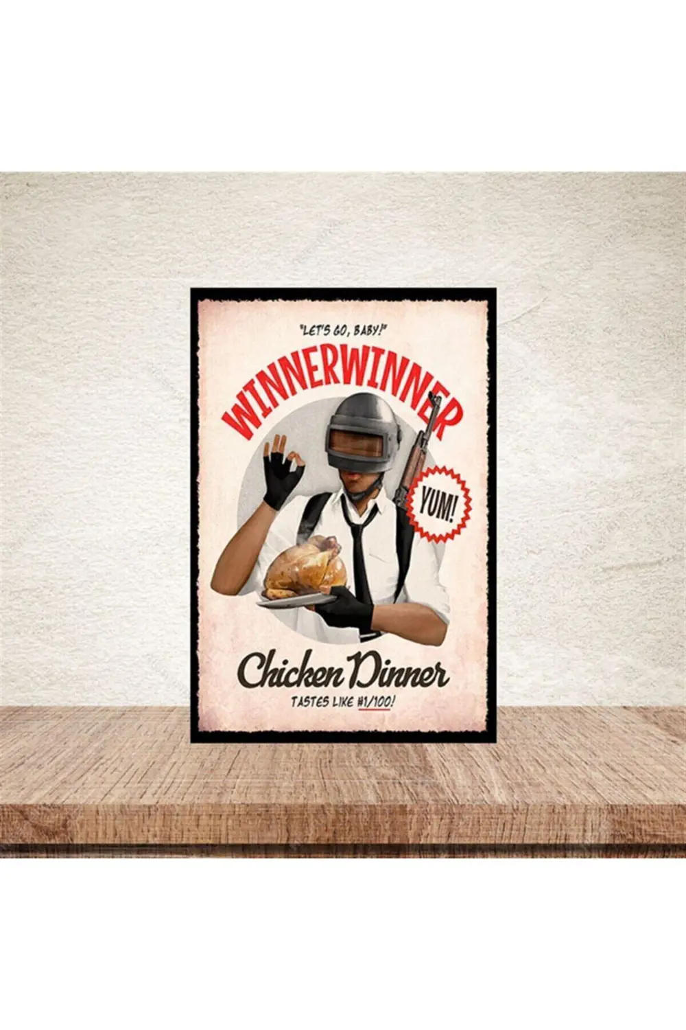 Chicken Dinner Pubg 20-30 Cm Retro Ahşap Poster