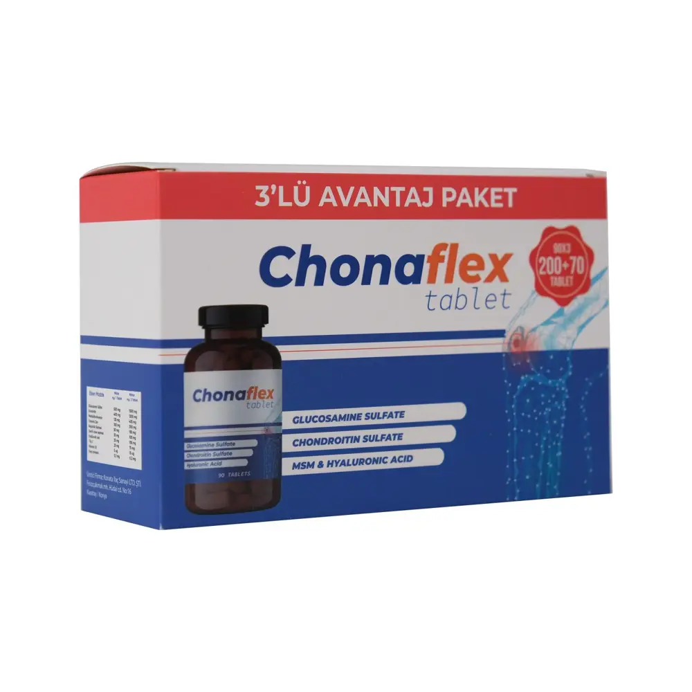 Chonaflex Glucosamine 90 Tablet - 3'lü Avantaj Paket (270 Tablet) Chonaflex Glucosamine 90 Tablet - 3'lü Avantaj Paket (270 Tablet)