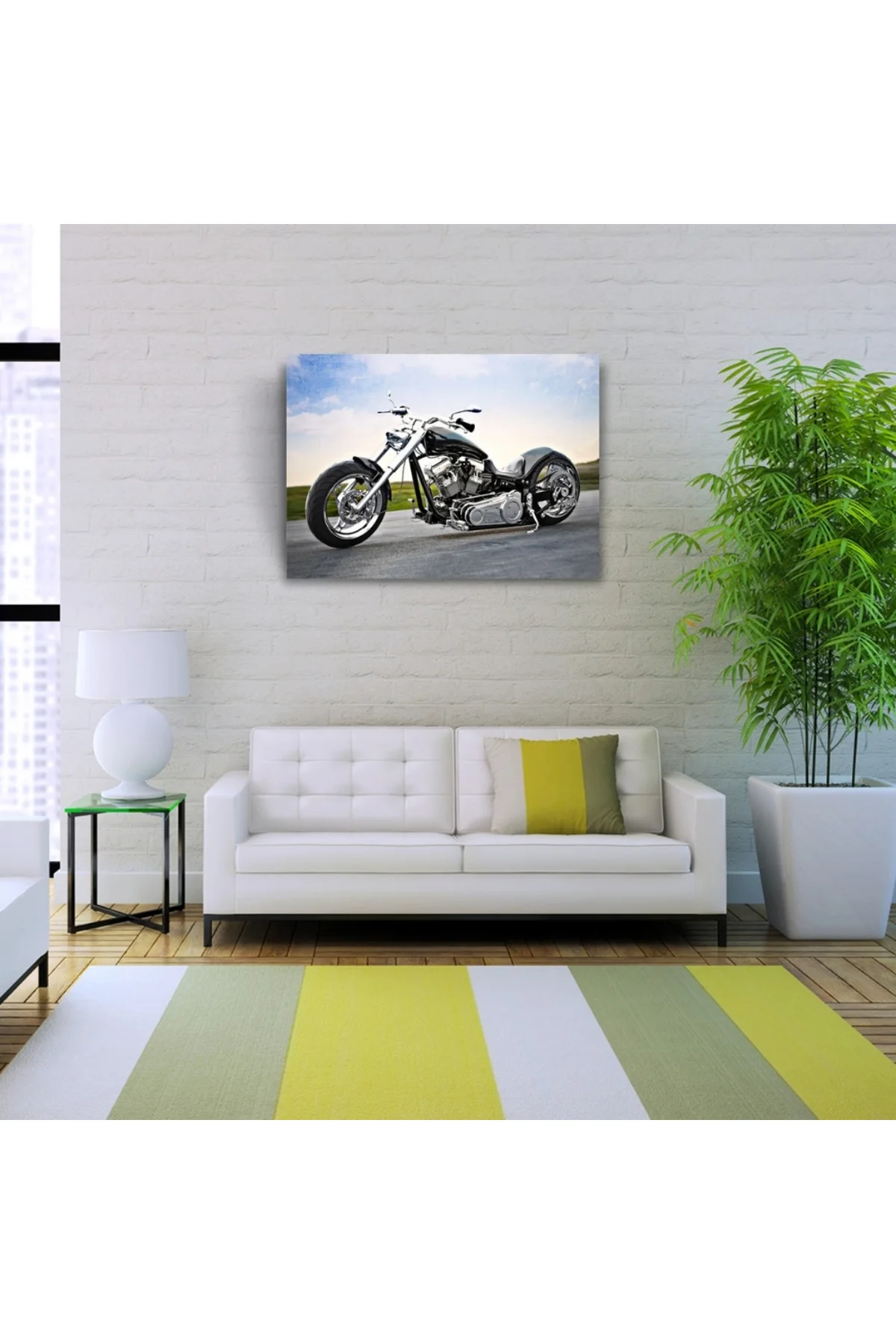 Chopper Siyah Motosiklet Kanvas Tablo 50 x 70