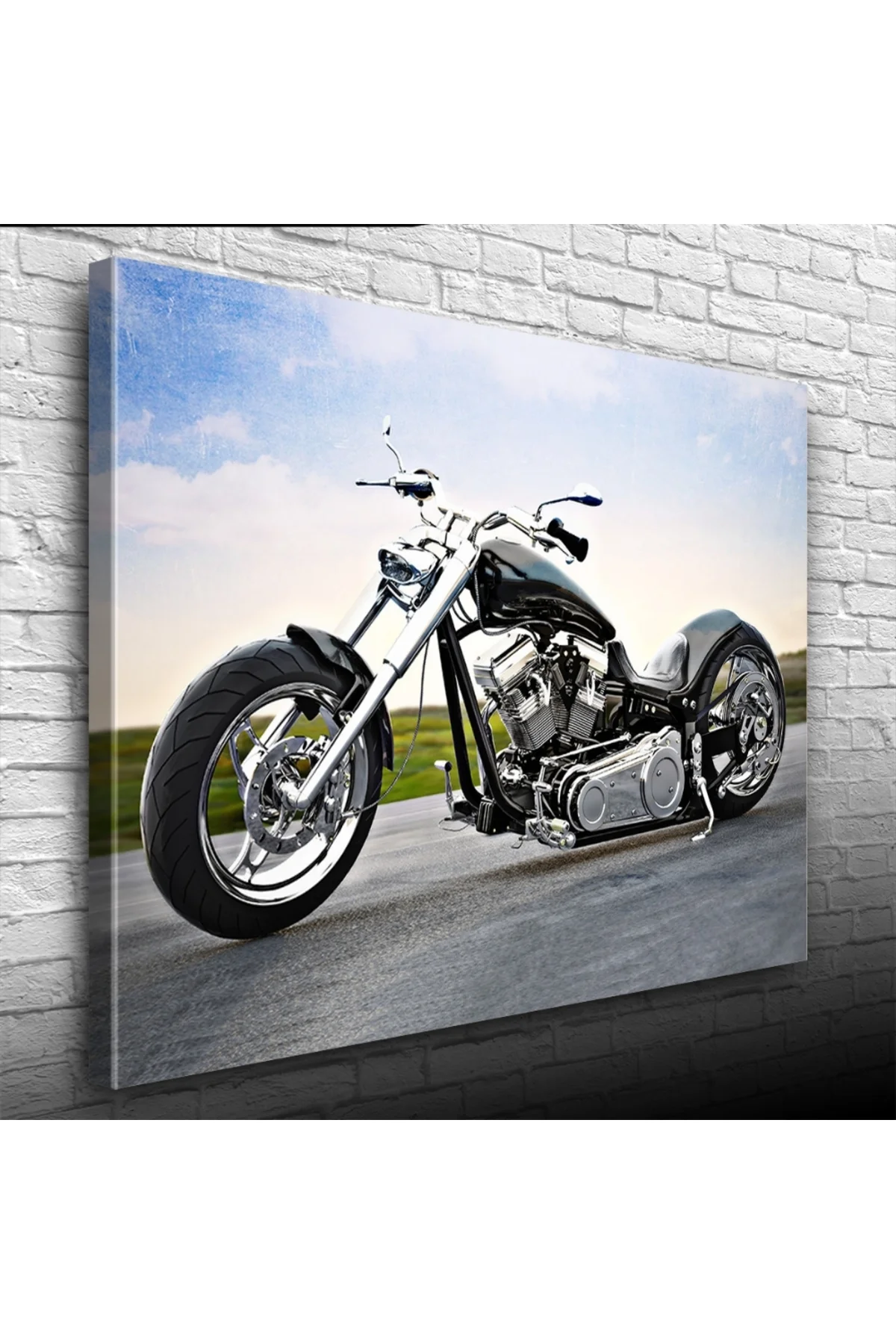 Chopper Siyah Motosiklet Kanvas Tablo 50 x 70