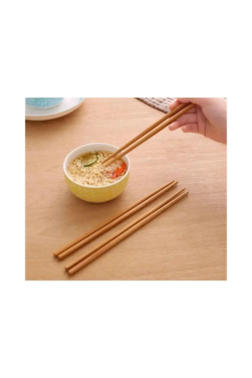 Chopstick 5 Çift Yıkanabilir Çin Kore Uzakdoğu Bambu Yemek Çubuğu