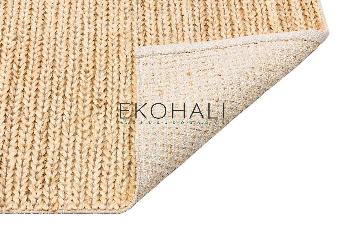 Choti Koleksiyonu Jüt ile üretilen el dokuma sisal kilim Krem Choti Koleksiyonu Jüt ile üretilen el dokuma sisal kilim Krem