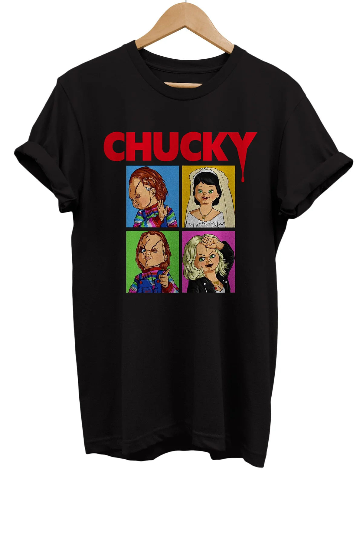 Chucky Baskılı %100 Pamuk Basic T-shirt Normal Beden Tişört