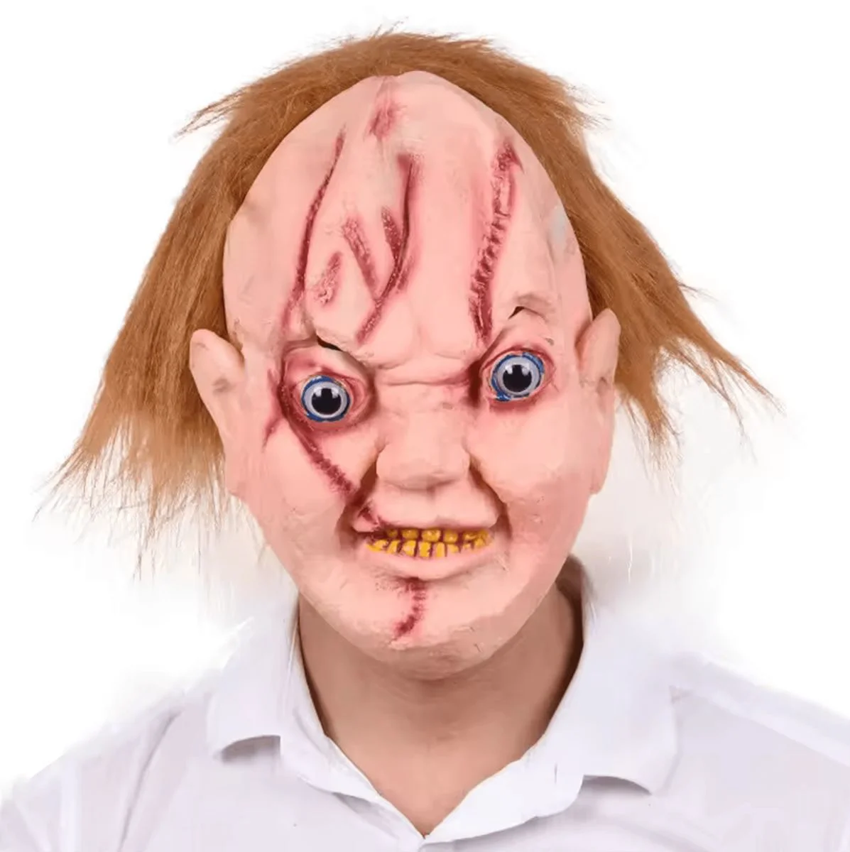 Chucky ile Uyumlu Kahverengi Saçlı Lateks Çaki Maskesi – Halloween Kostüm Maske Fiyatı, Yorumları ve Özellikleri