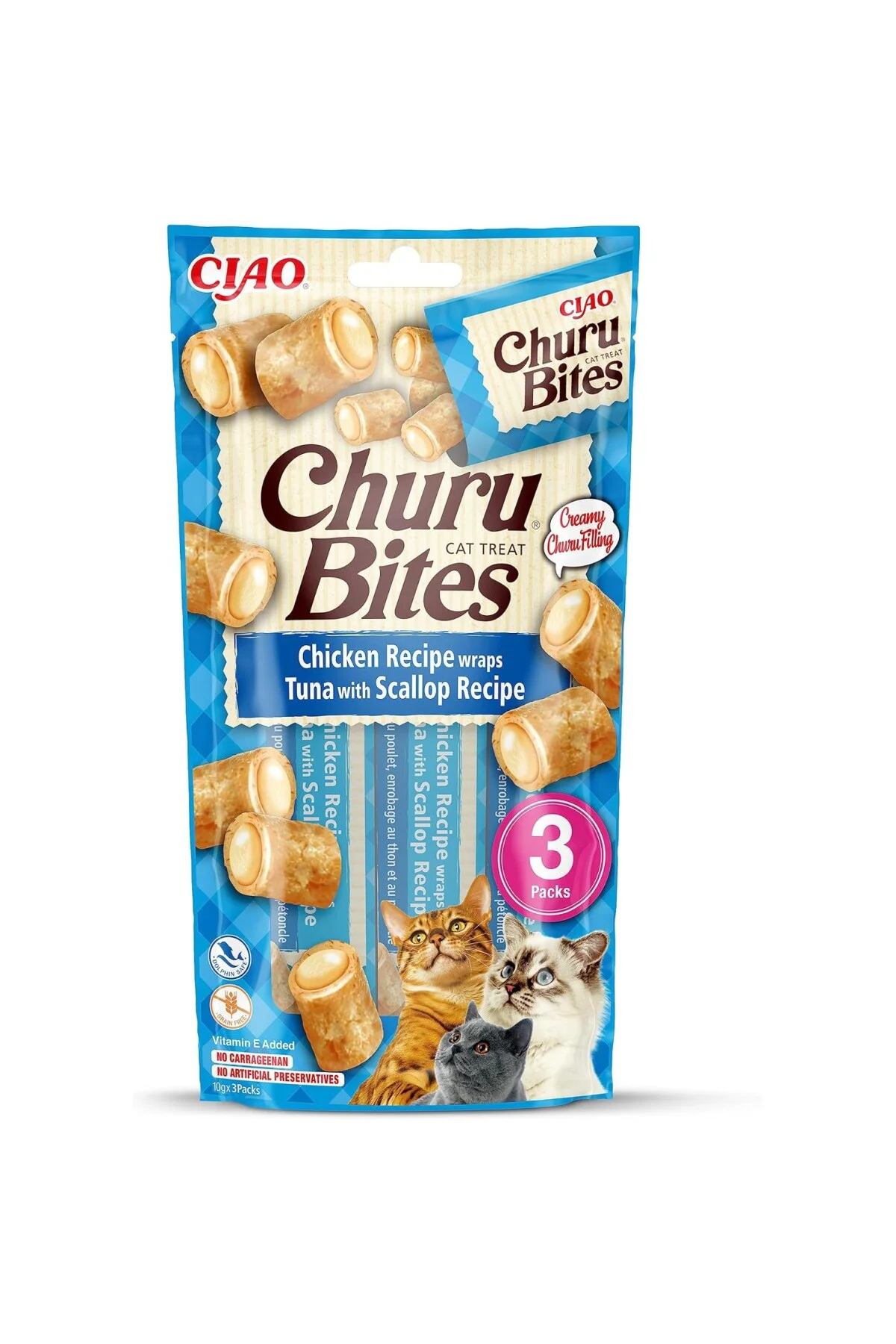 Churu Bites - Ton Balığı ve Deniz Tarağı Isırık Kedi Ödülü, Tavuk