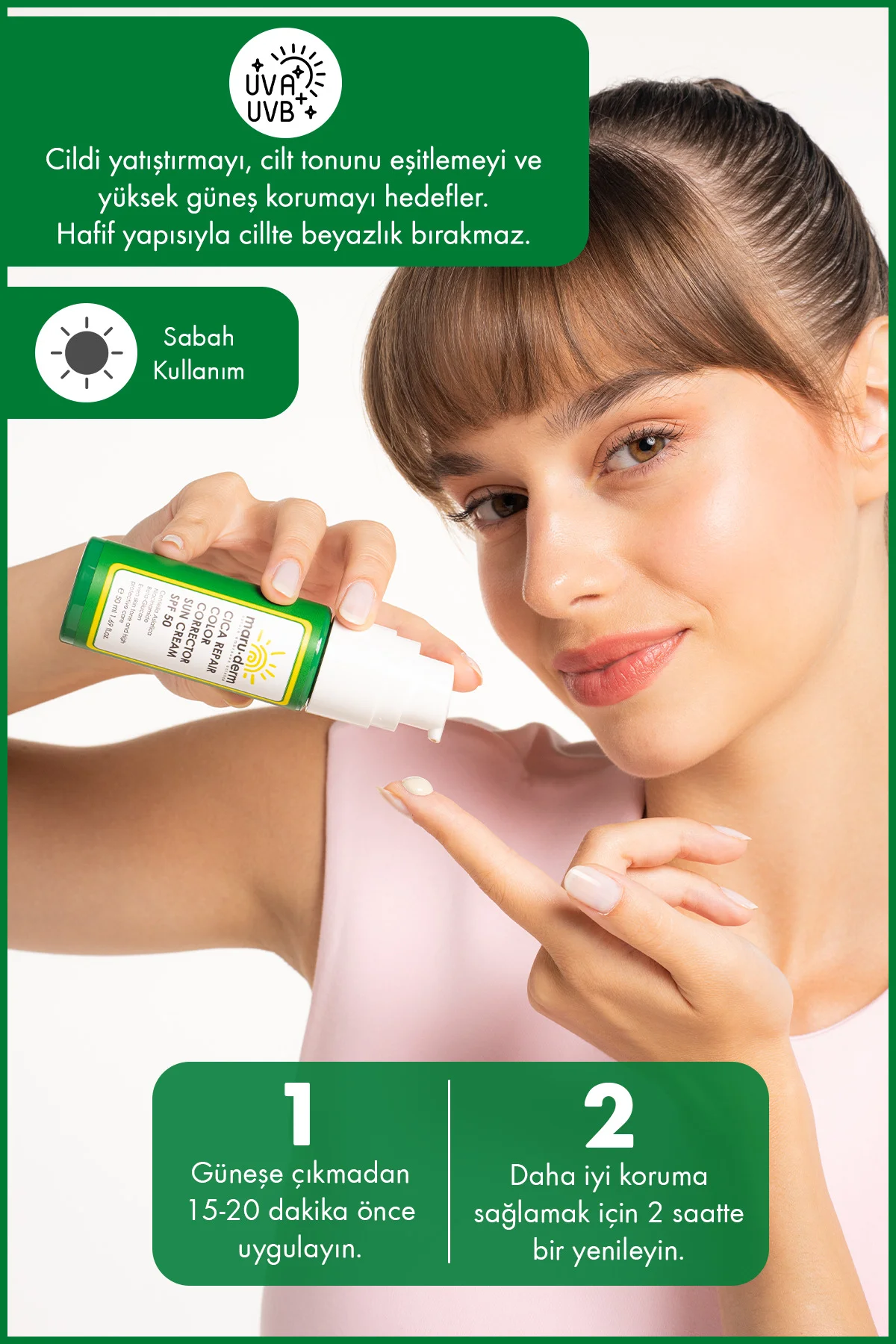 Cica Cilt Tonu Eşitleyici Güneş Kremi SPF 50+ PA++++ 50 ML - Görsel 3