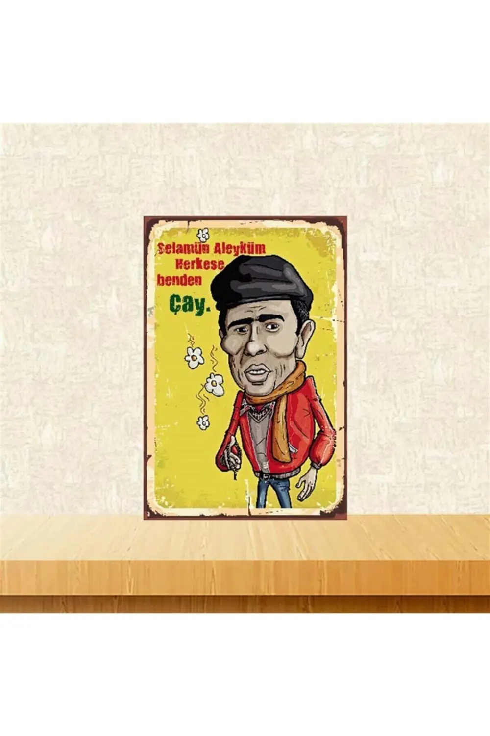Çiçek Abbas 20-30 Cm Retro Ahşap Poster