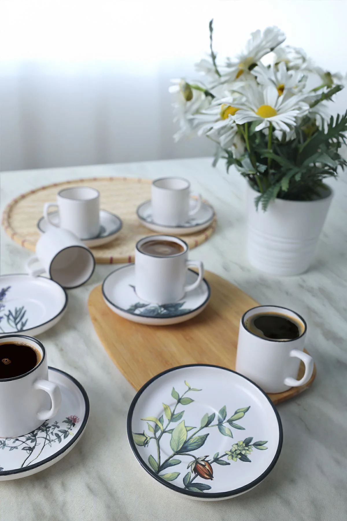 Çiçek Bahçesi Nordic Kahve Takımı 12 Parça 6 Kişilik 18938-39-40-