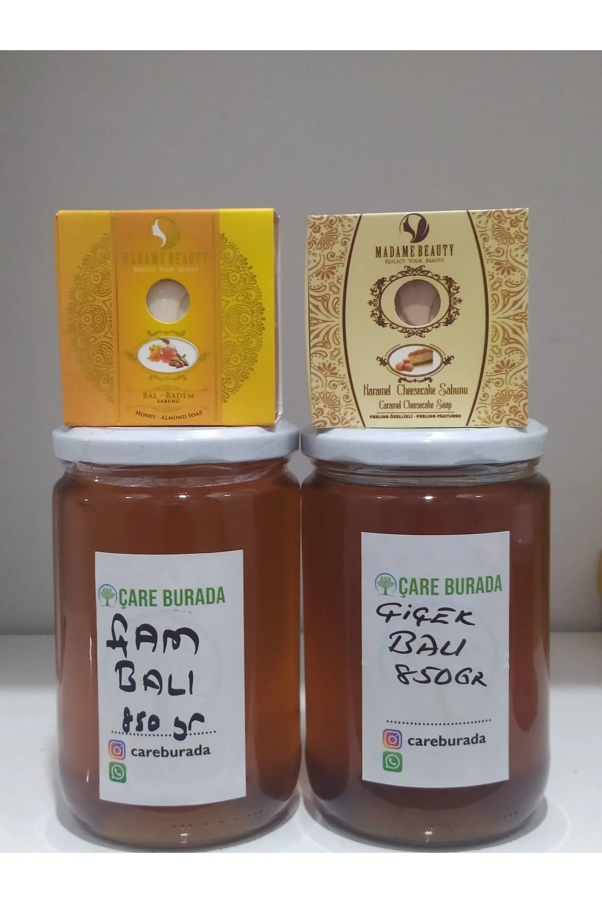 Çiçek Balı + Çam Balı 1700 Gr 2 Adet Bitkisel Sabun