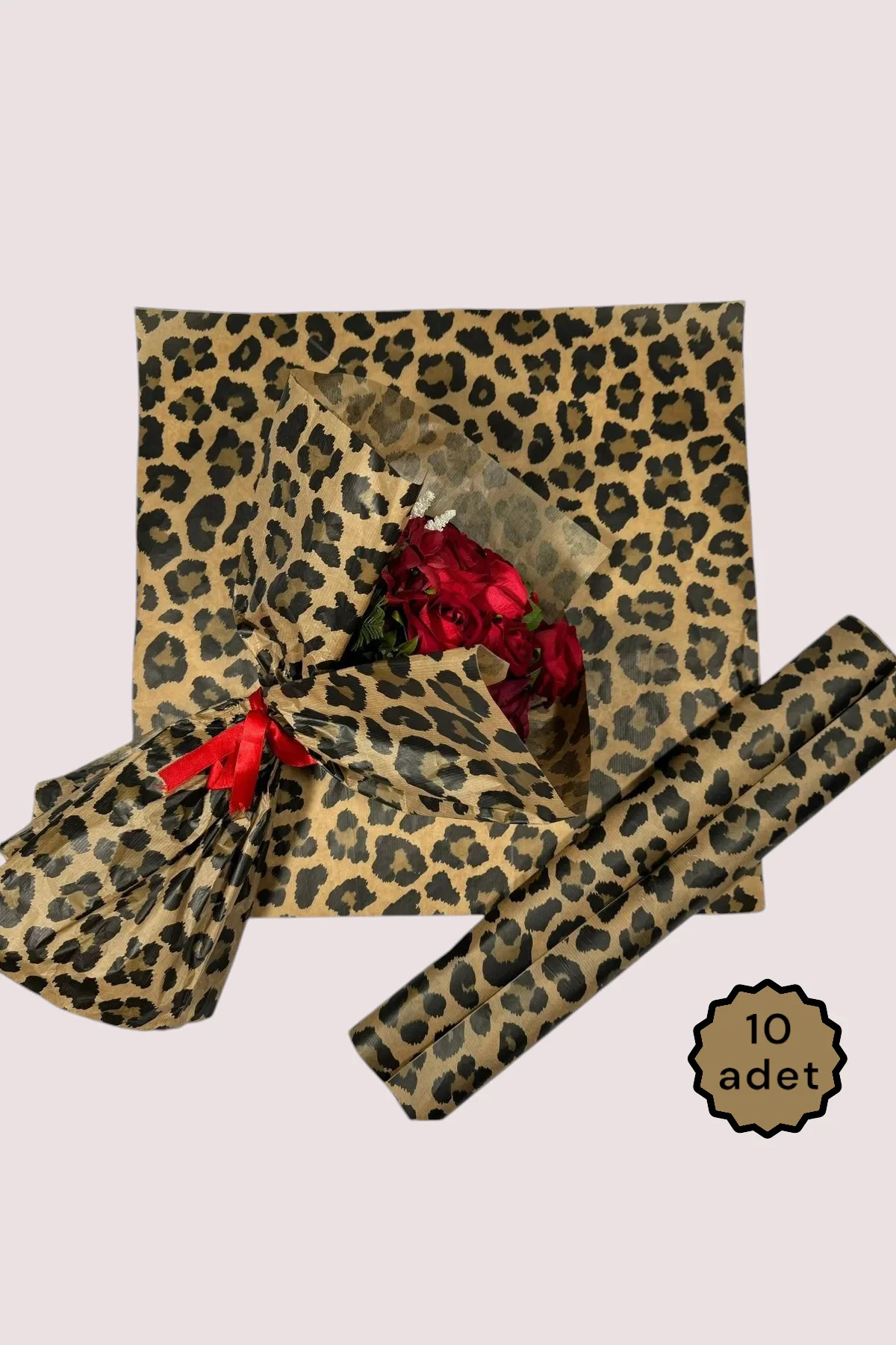 Çiçek Buket Ambalaj Kağıdı - Hediye Paketleme Kağıdı (leopar Dese