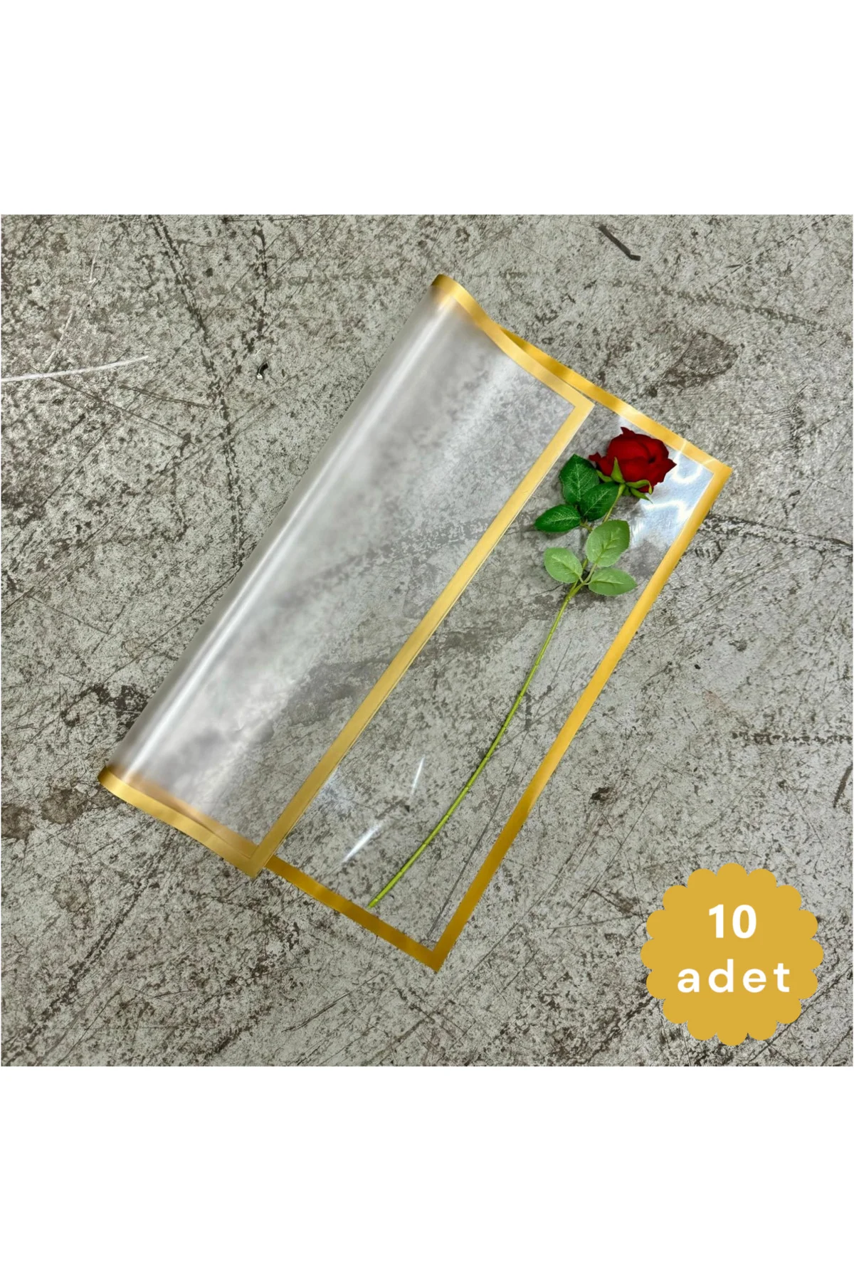 Çiçek Buket Ambalaj Jelatin Kağıdı (BEYAZ ZEMİN VE GOLD KENARLI) 