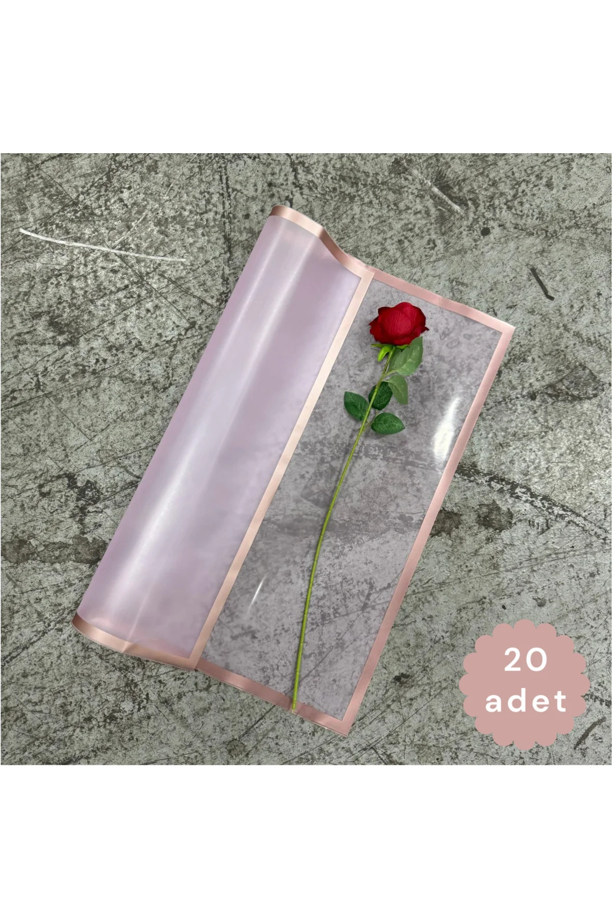 Çiçek Buket Ambalaj Jelatin Kağıdı (PEMBE zemin ve GOLD kenarlı) 