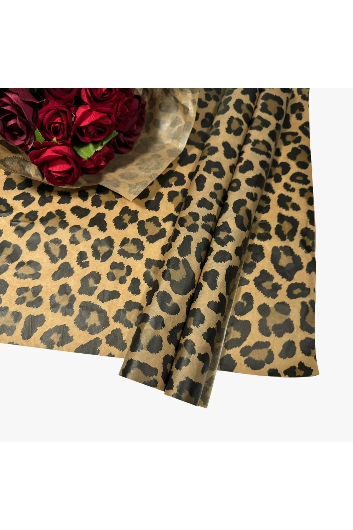 Çiçek Buket Ambalaj Kağıdı - Hediye Paketleme Kağıdı (leopar Dese