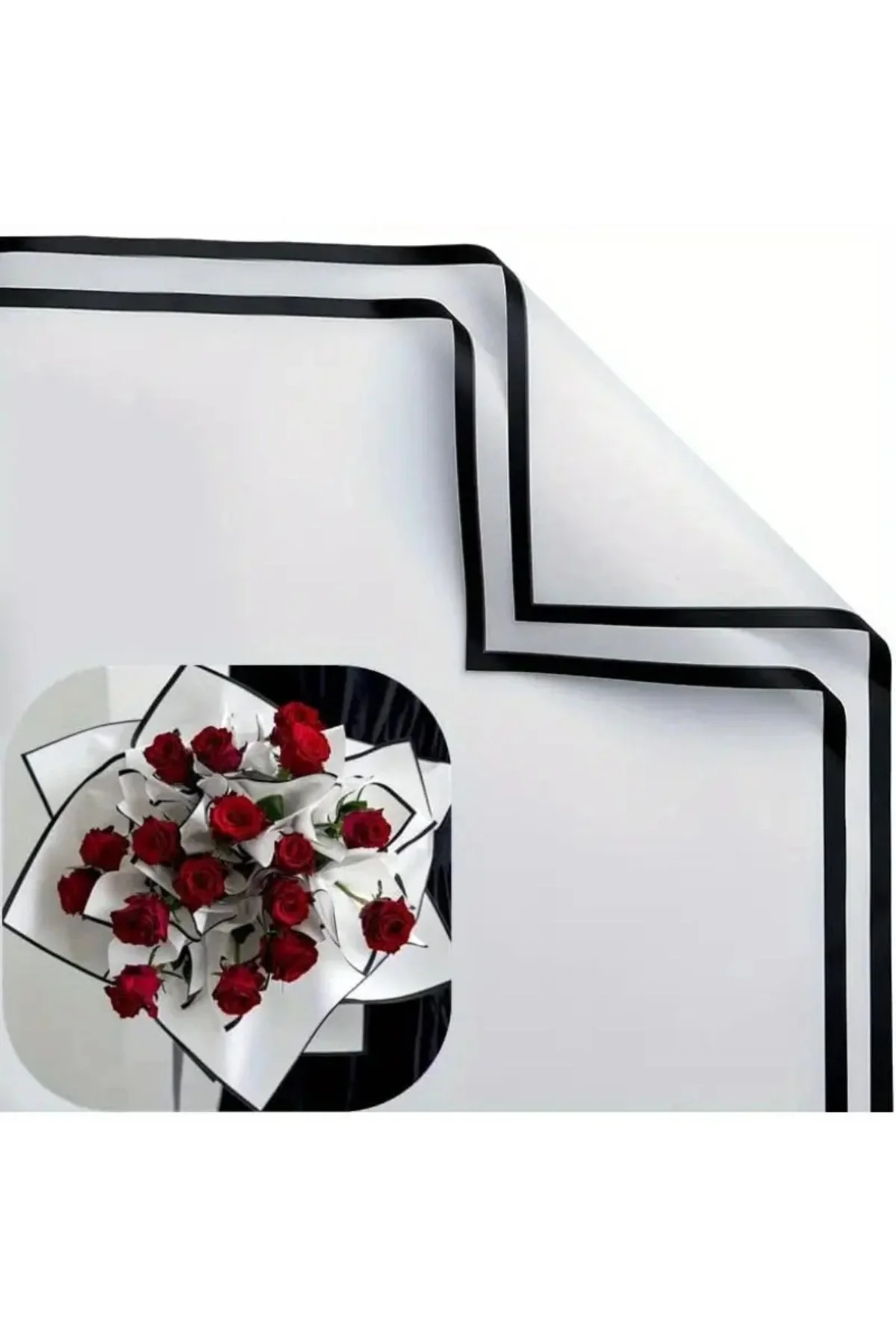 Çiçek Buket Ambalaj Jelatin Kağıdı (BEYAZ ZEMİN VE SİYAH KENARLI) Mat Opp 55x55cm (10 ADET) Çiçek Buket Ambalaj Jelatin Kağıdı (BEYAZ ZEMİN VE SİYAH KENARLI) Mat Opp 55x55cm (10 ADET)
