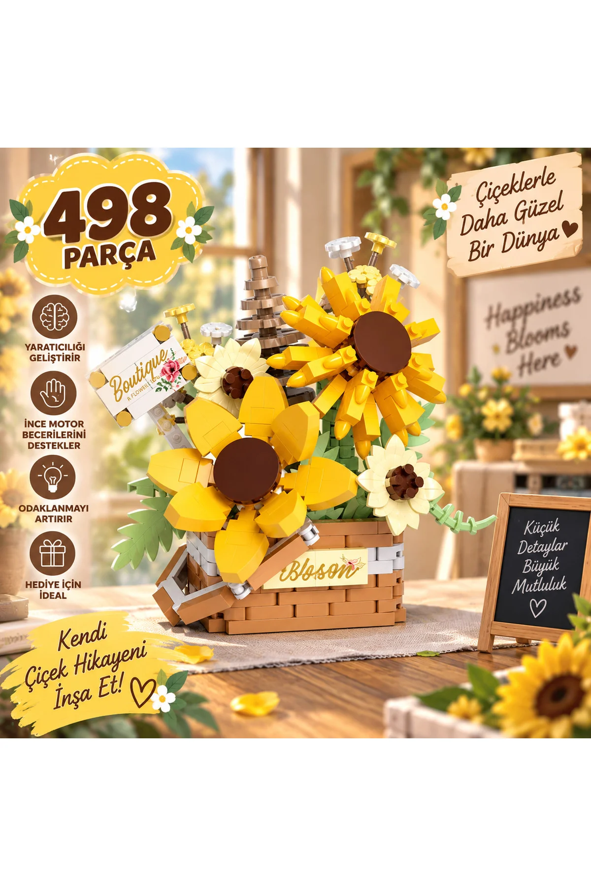 Çiçek Buketi Ayçiçeği 498 Parça Block Oyuncak Çiçek Buketi Ayçiçeği 498 Parça Block Oyuncak