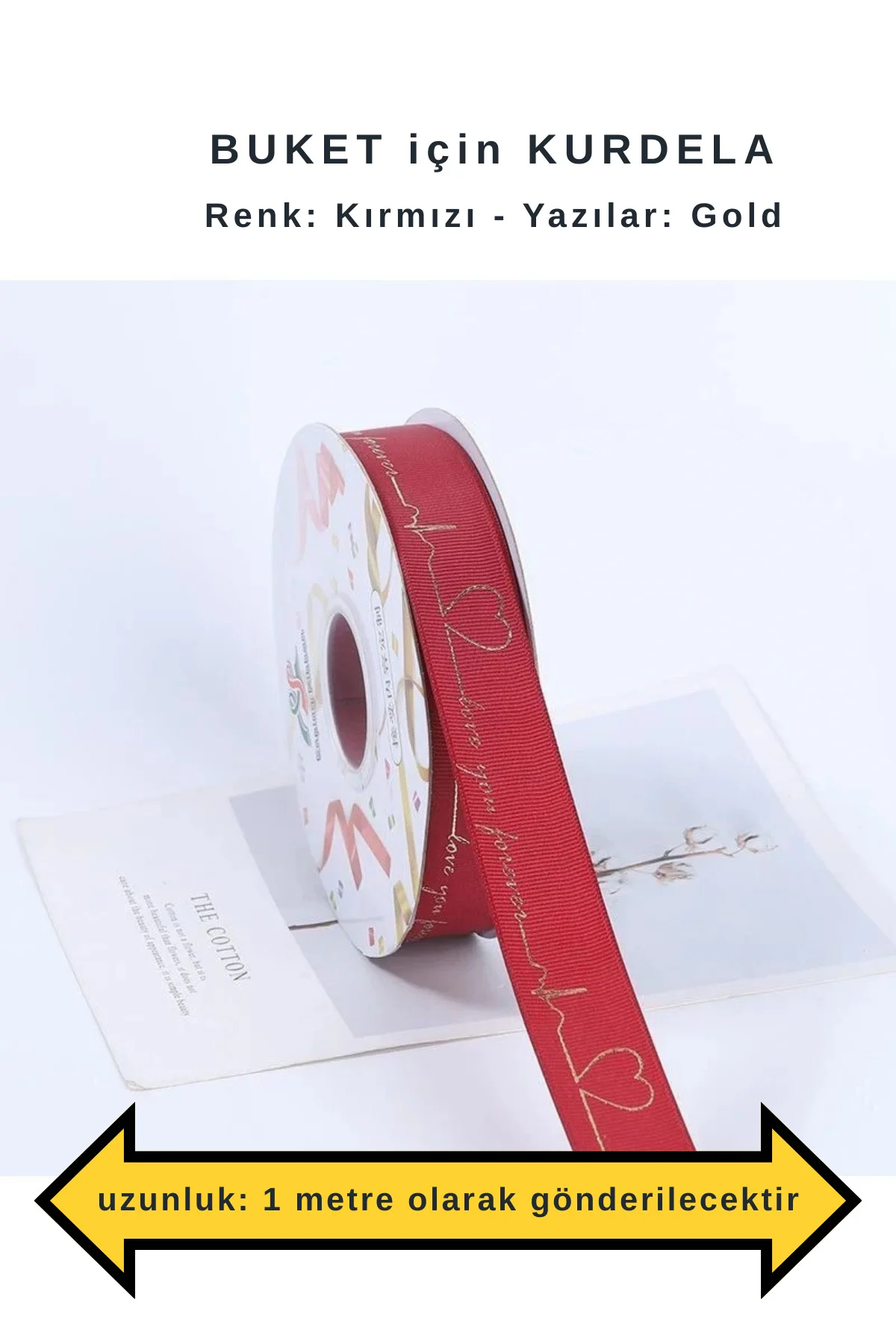 Çiçek Buketi için kurdele (1 metre uzunluk) 2,5 cm en