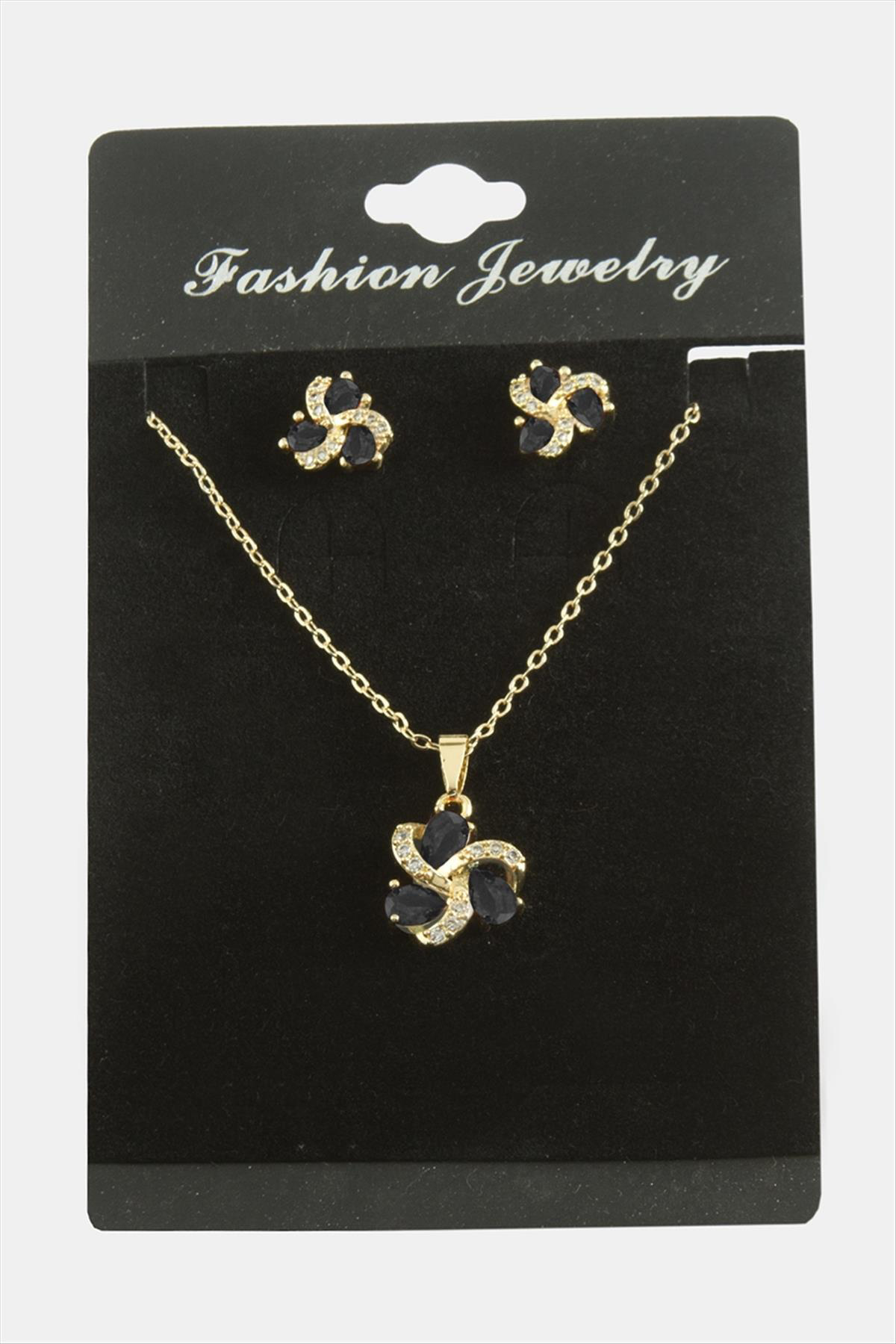 Çiçek Damla Zirkon Taşlı Set Kolye