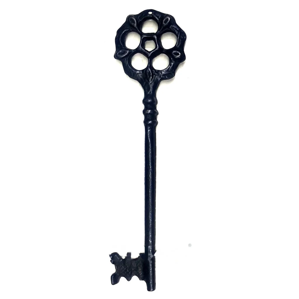 Çiçek Dekoratif Anahtar, 220x56 mm - Büyük Boy, Vintage, Retro, Çiçekli Stil Süs Aksesuar Anahtar