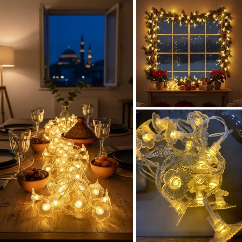 Çiçek Desenli 3.5 Metre USB LED Işık – 20 LED’li Dekoratif Ortam 